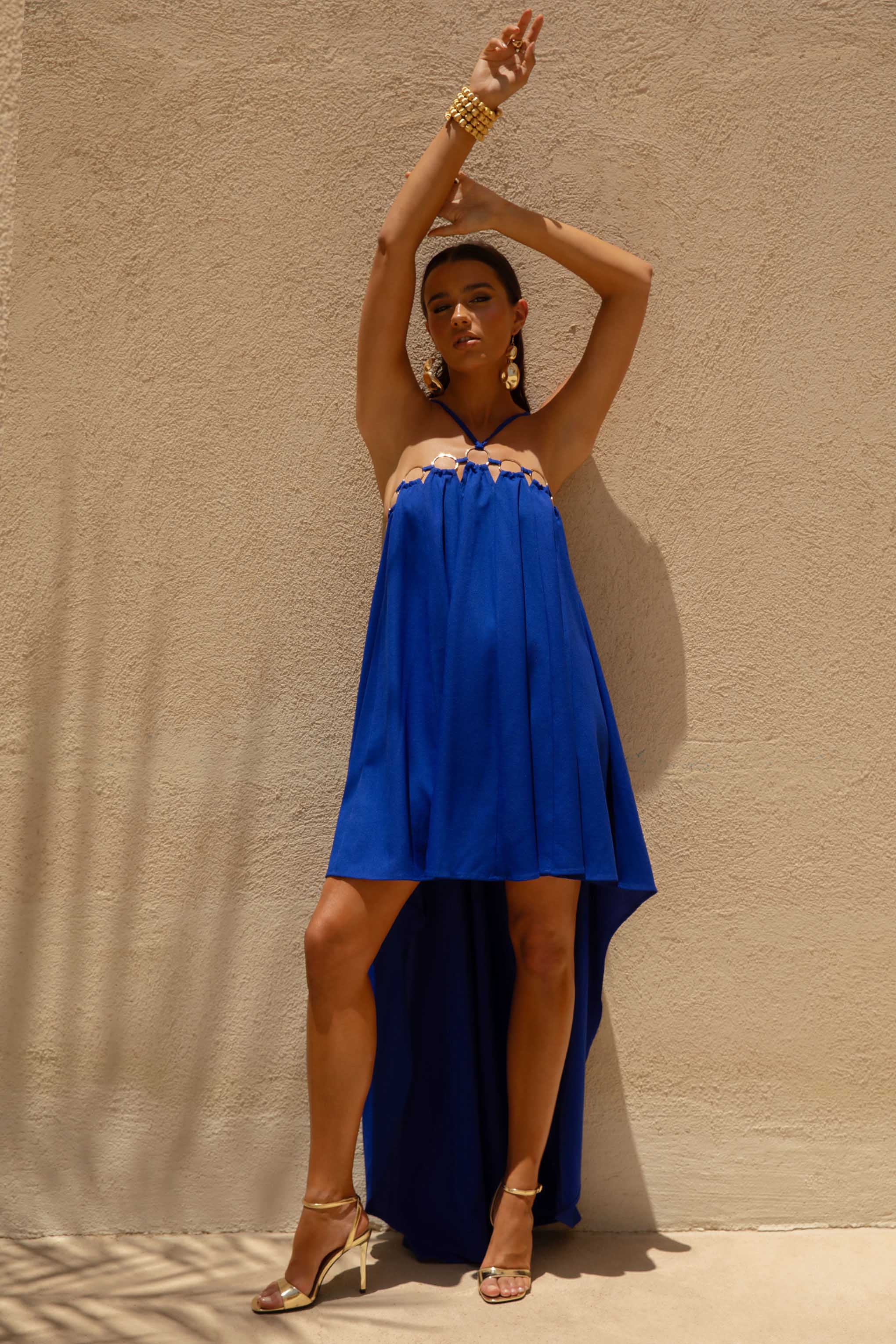 Amiya | Blauwe A‑Lijn Maxi Jurk Met Uitgesneden Detail - Image 6