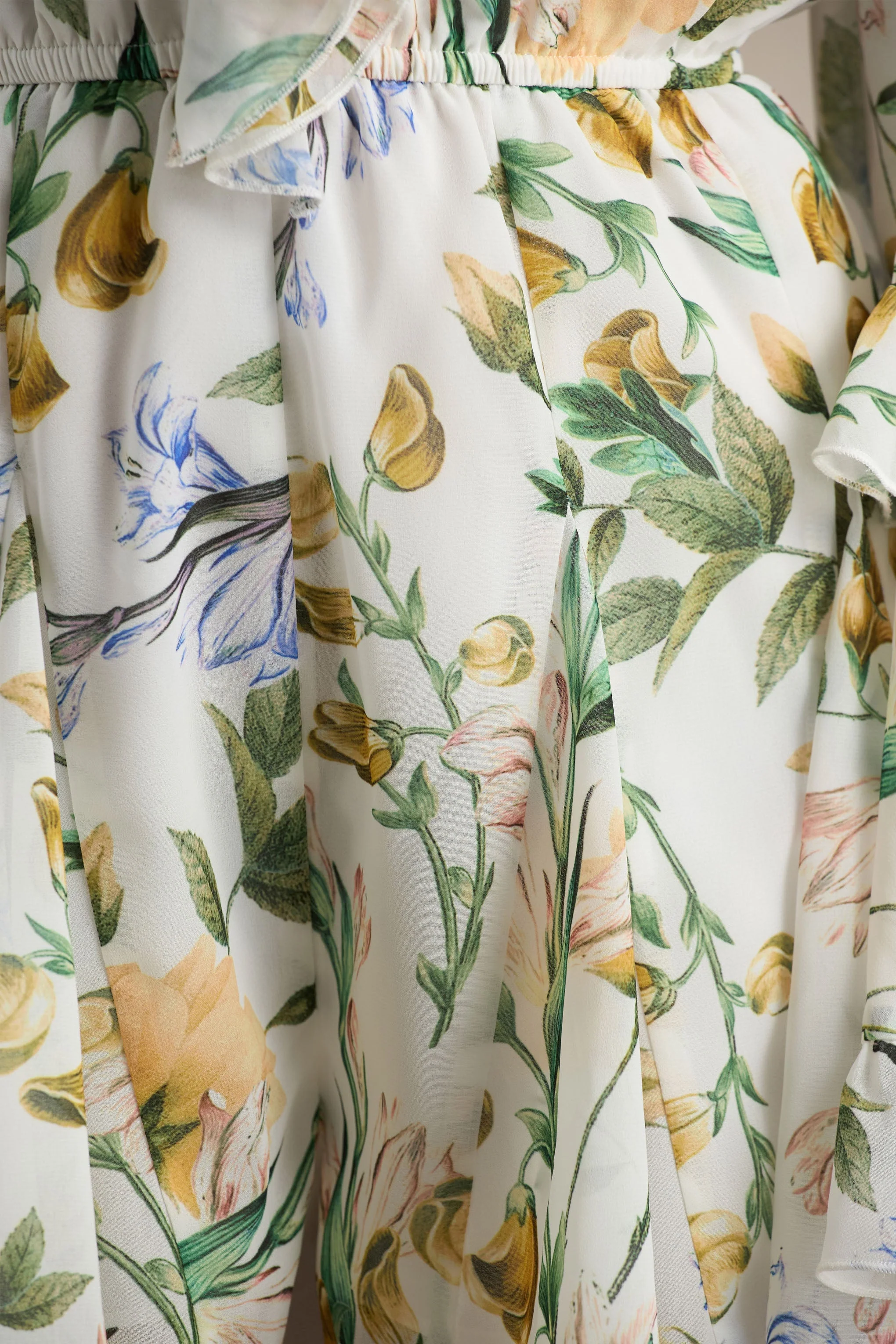 Anaya | Citroenenbloemen Print Chiffon Playsuit Met Lange Mouwen - Image 7
