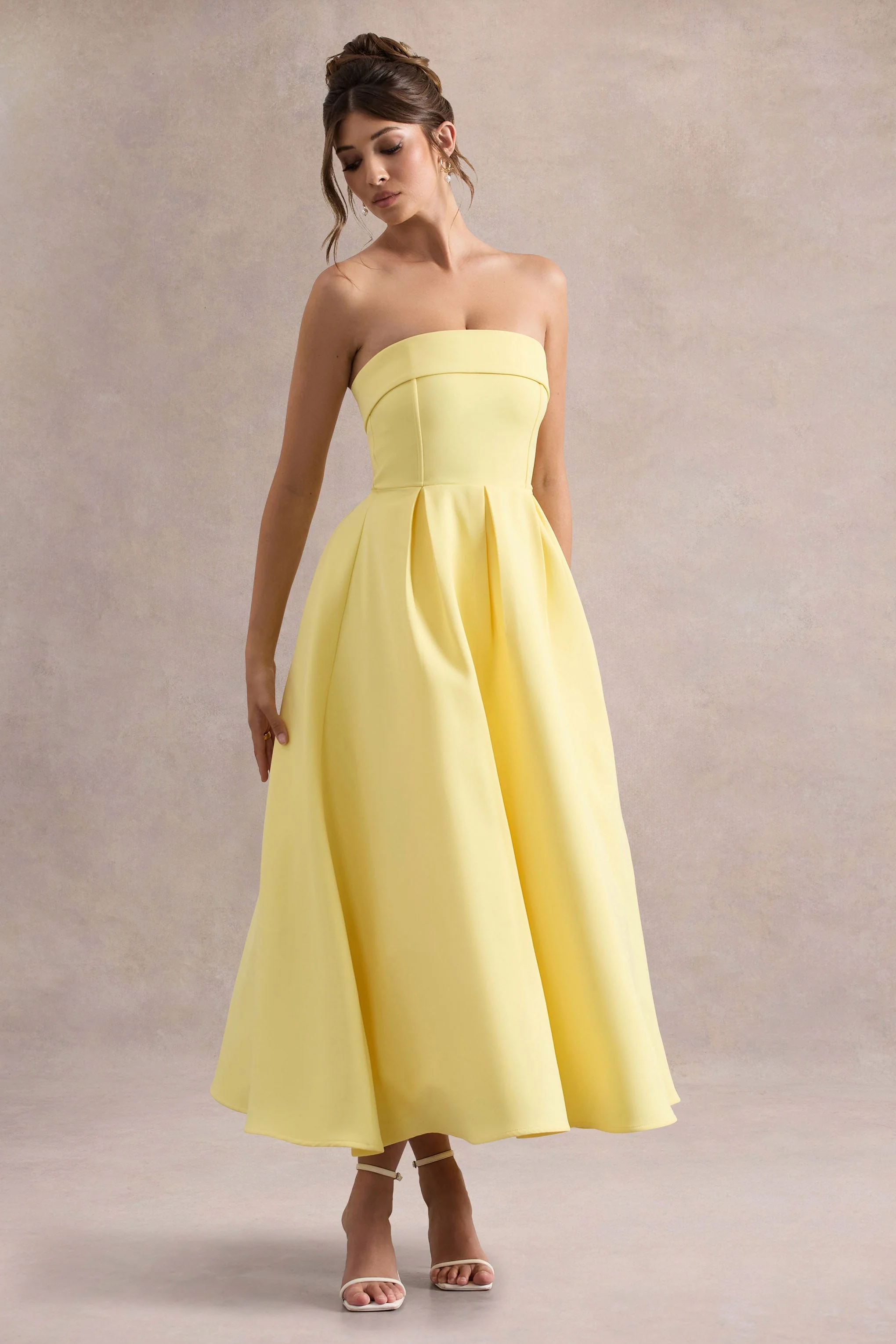 Annalise | Citroengele Bandeau Skater Midi Jurk - Image 4