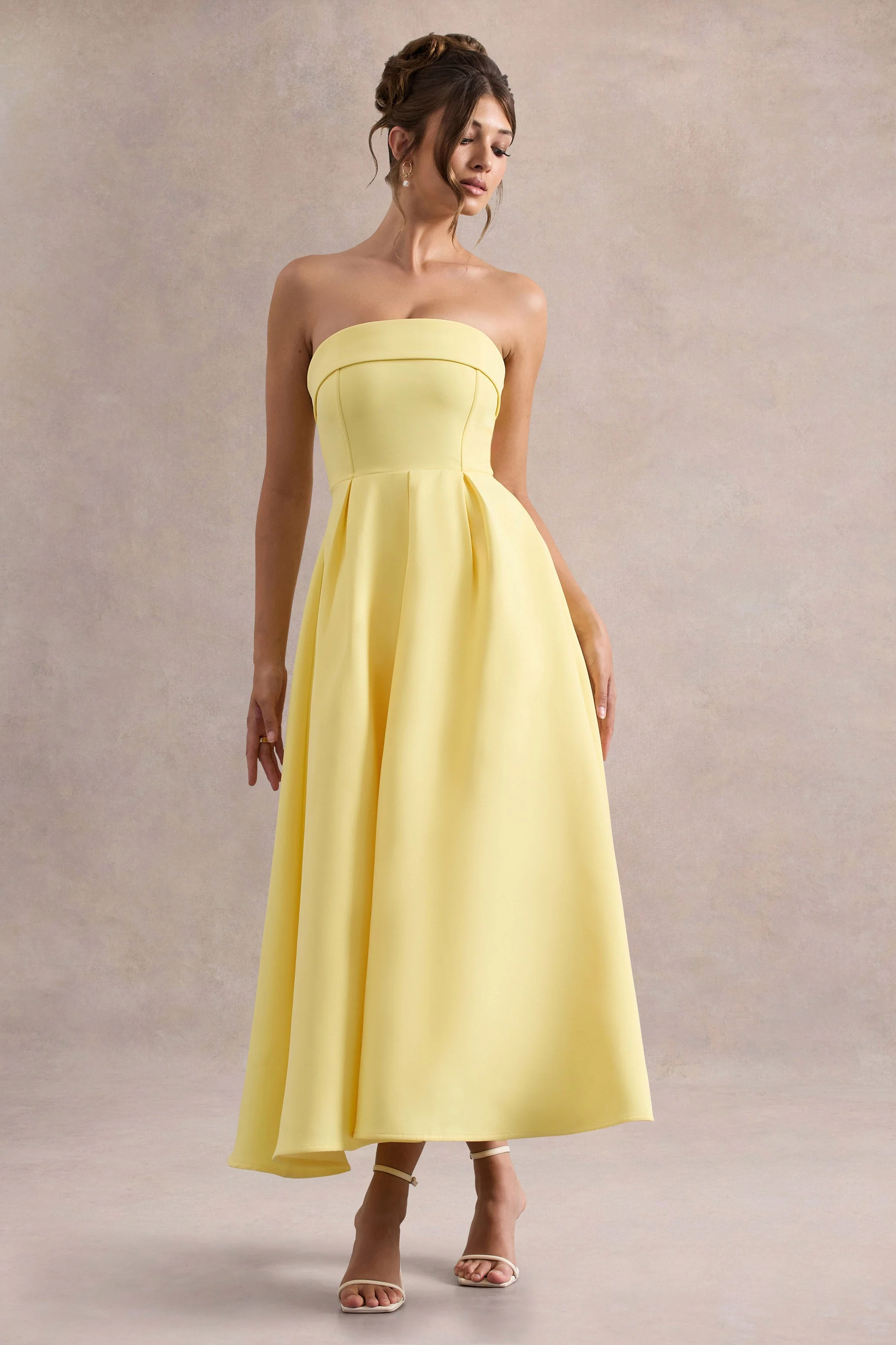 Annalise | Citroengele Bandeau Skater Midi Jurk - Image 5