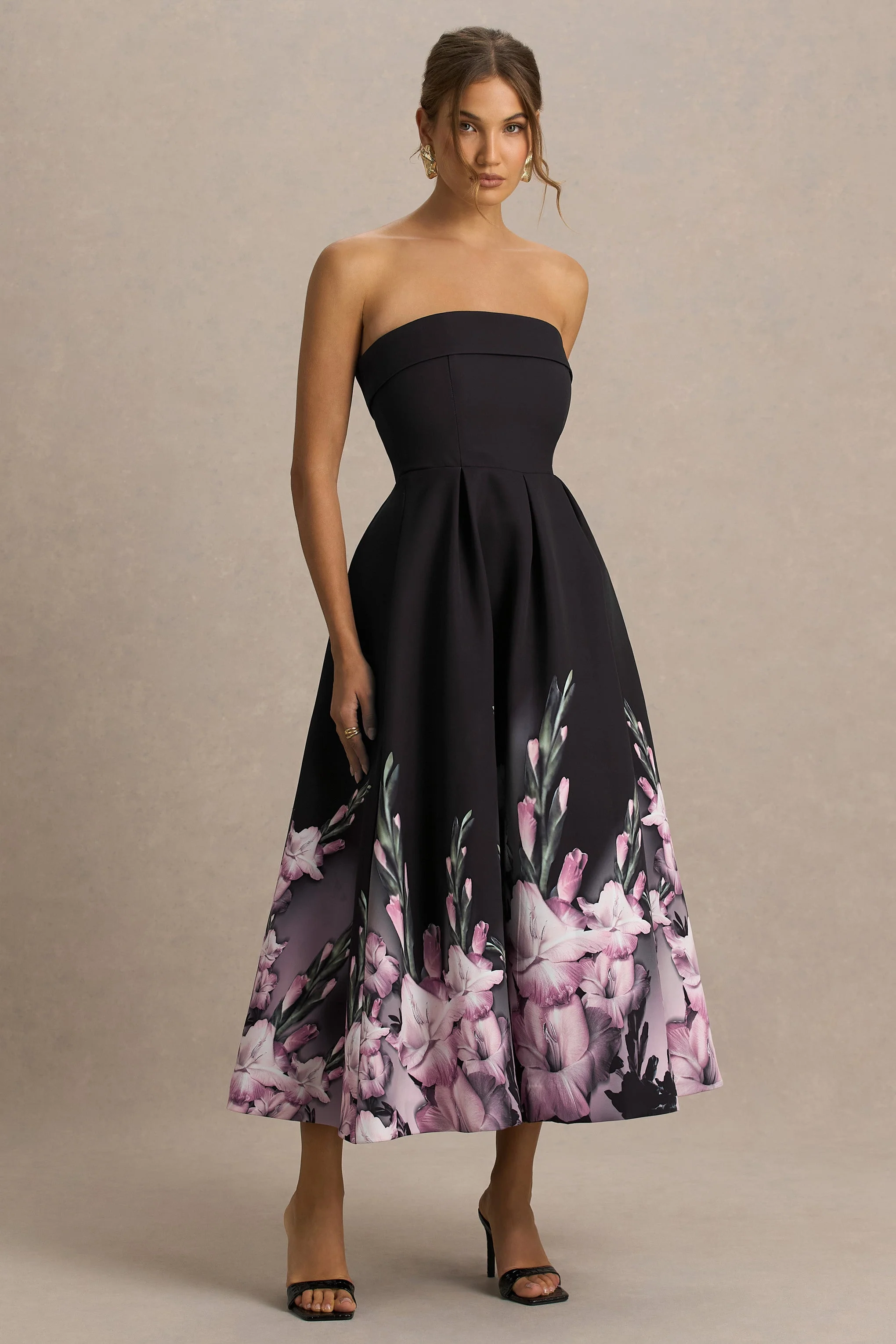 Annalise | Roze Randprint Bandeau Midi Jurk - Image 11
