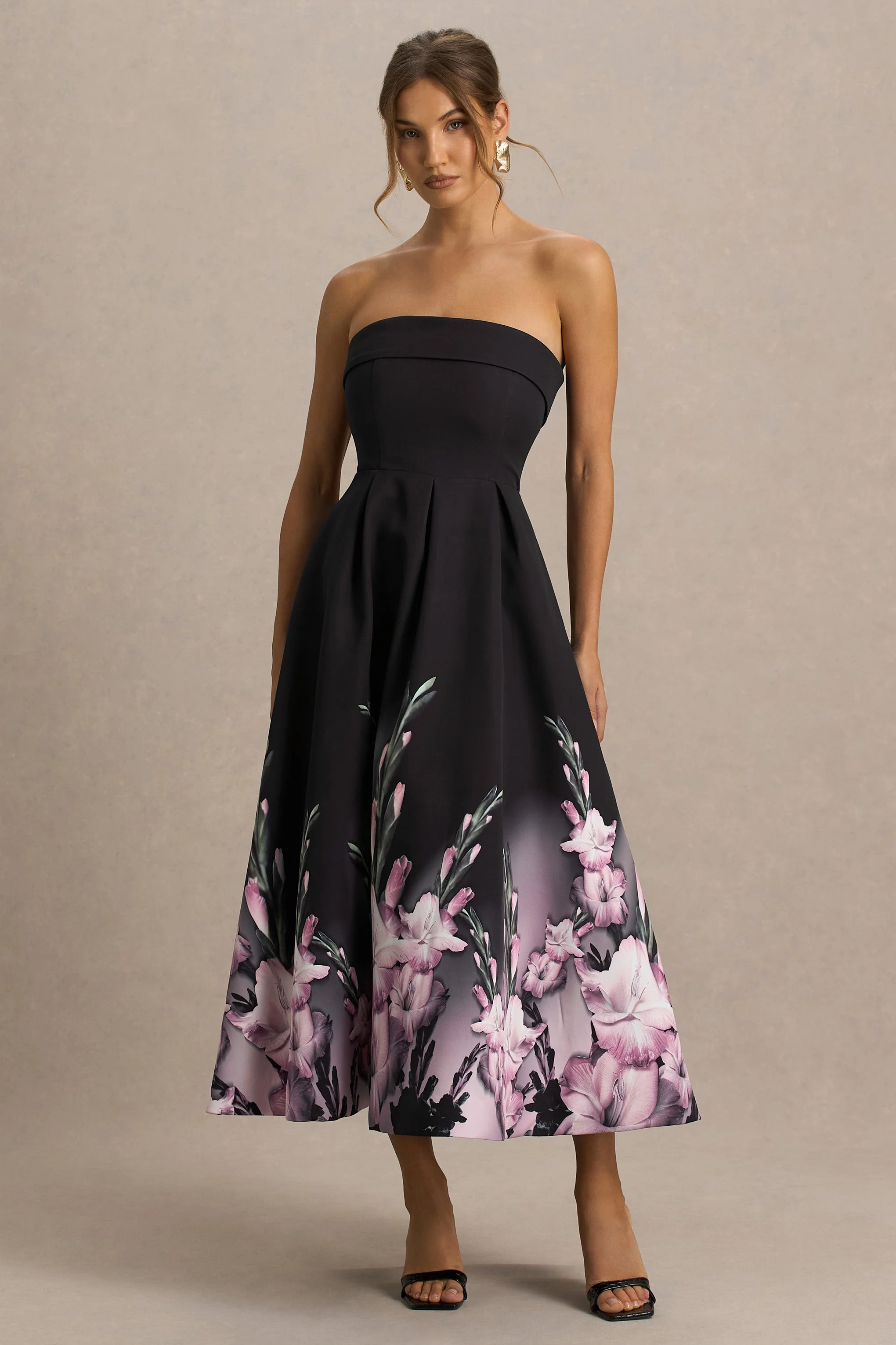 Annalise | Roze Randprint Bandeau Midi Jurk - Image 7
