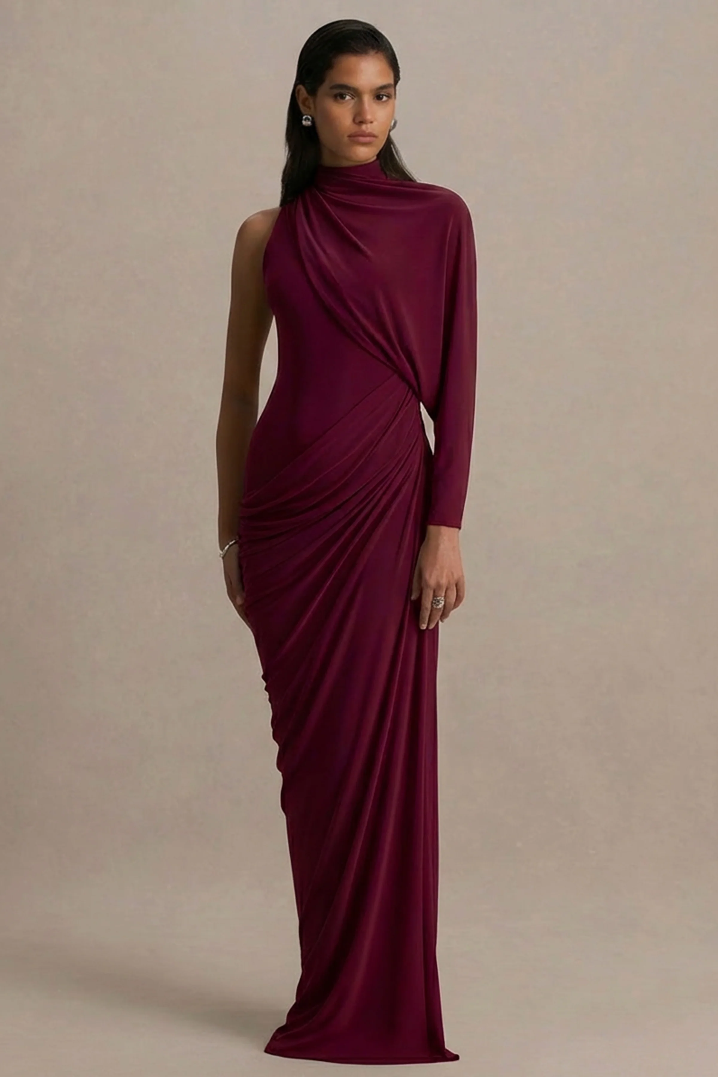 Aphra | Bessenrode Hoge Hals Maxi Jurk Met Cape Mouw - Image 4