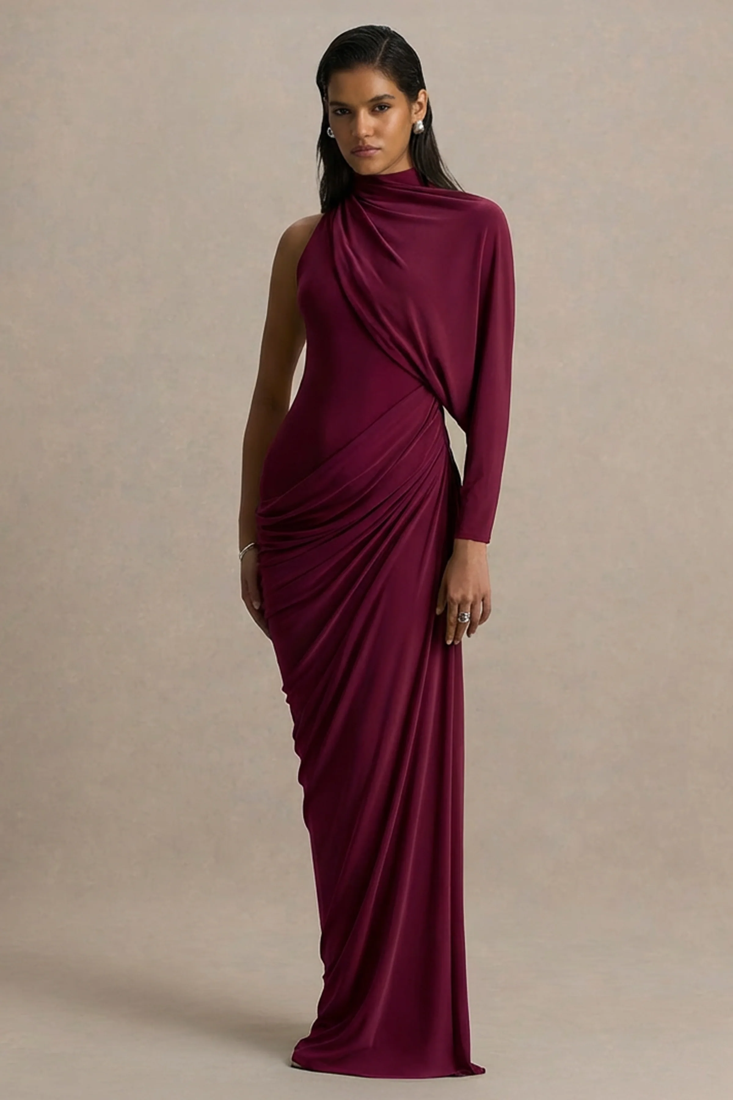 Aphra | Bessenrode Hoge Hals Maxi Jurk Met Cape Mouw - Image 5