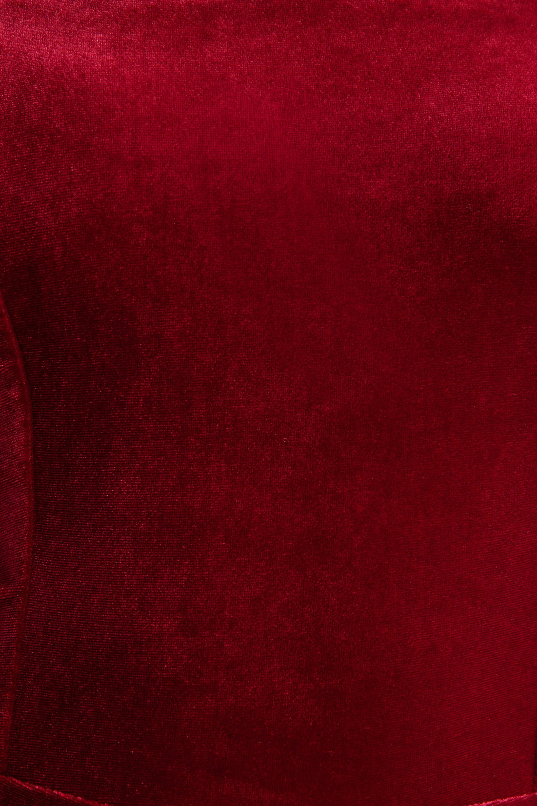 Arcane | Bordeaux Fluwelen Bandeau Jumpsuit met Sjaal Detail - Image 6