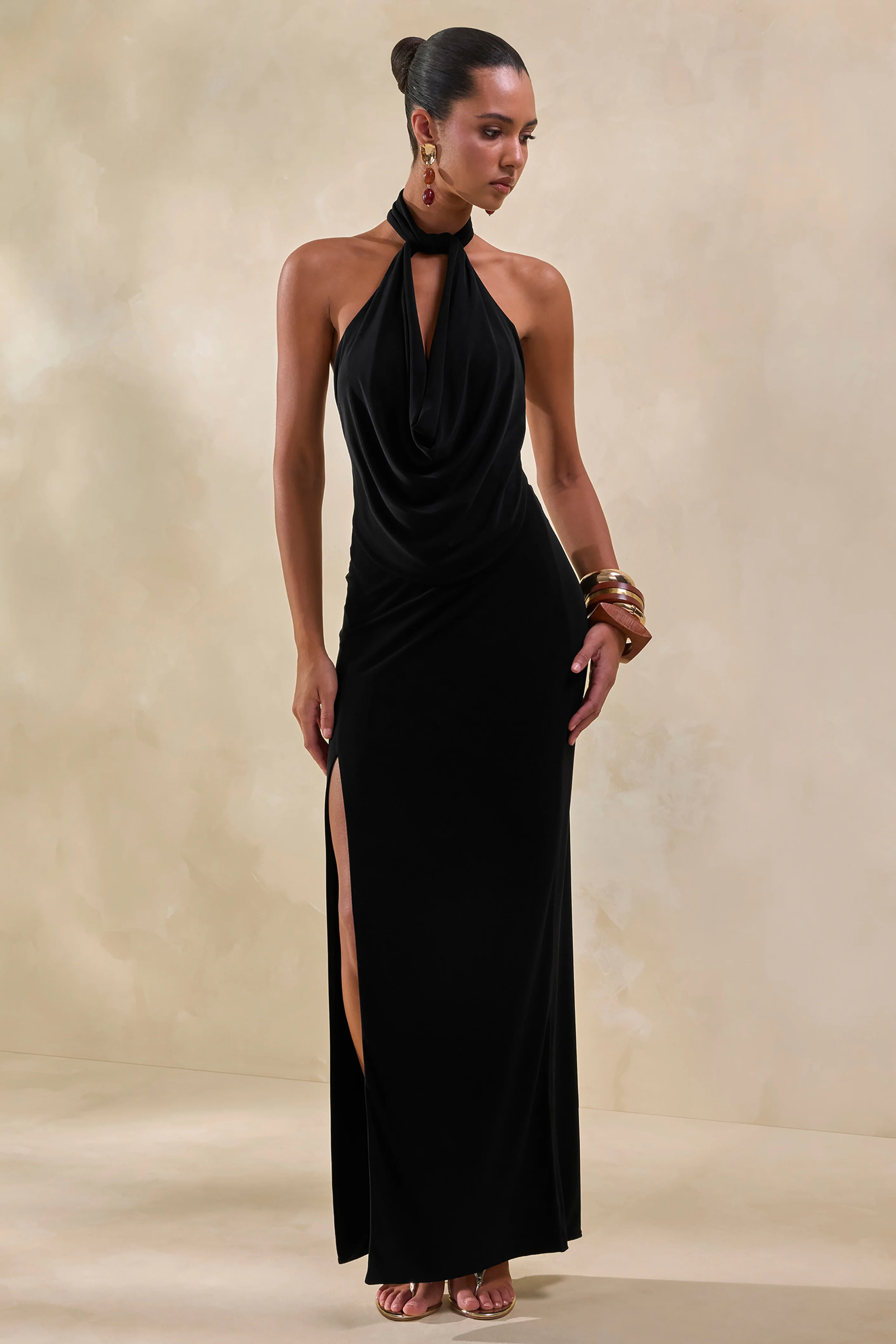 Arina | Zwarte Maxi Rok Met Split - Image 2