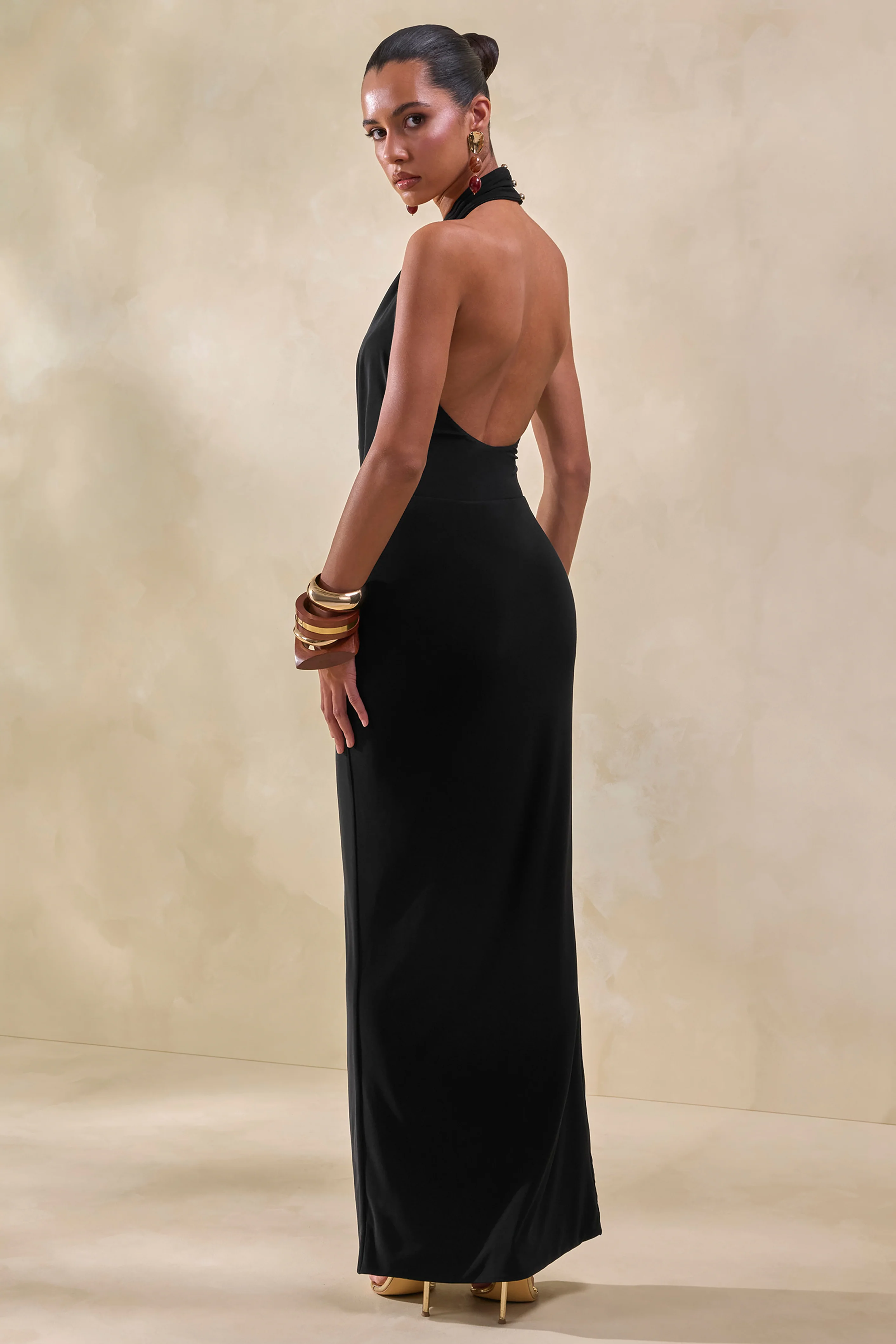 Arina | Zwarte Maxi Rok Met Split - Image 3