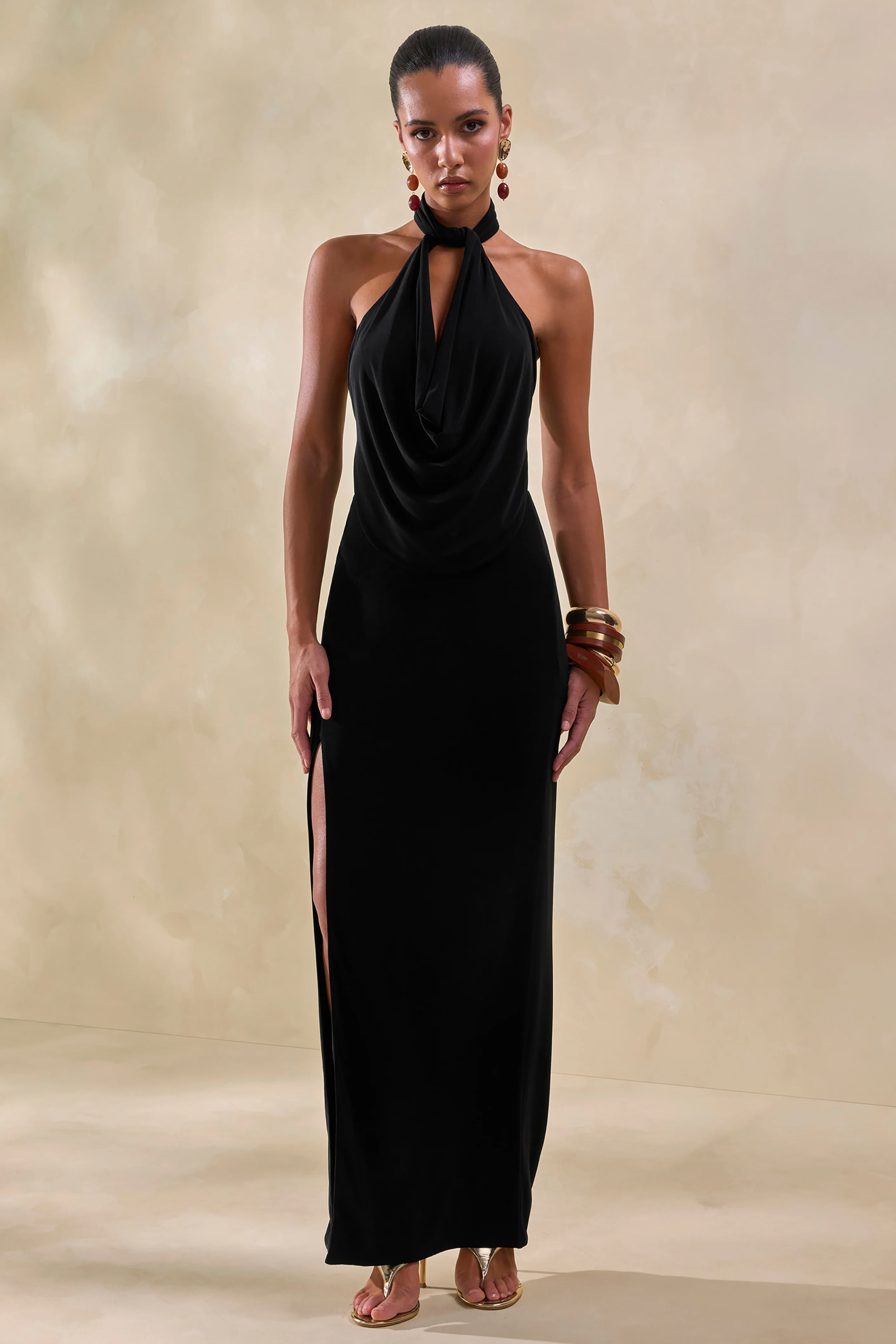 Arina | Zwarte Maxi Rok Met Split - Image 5