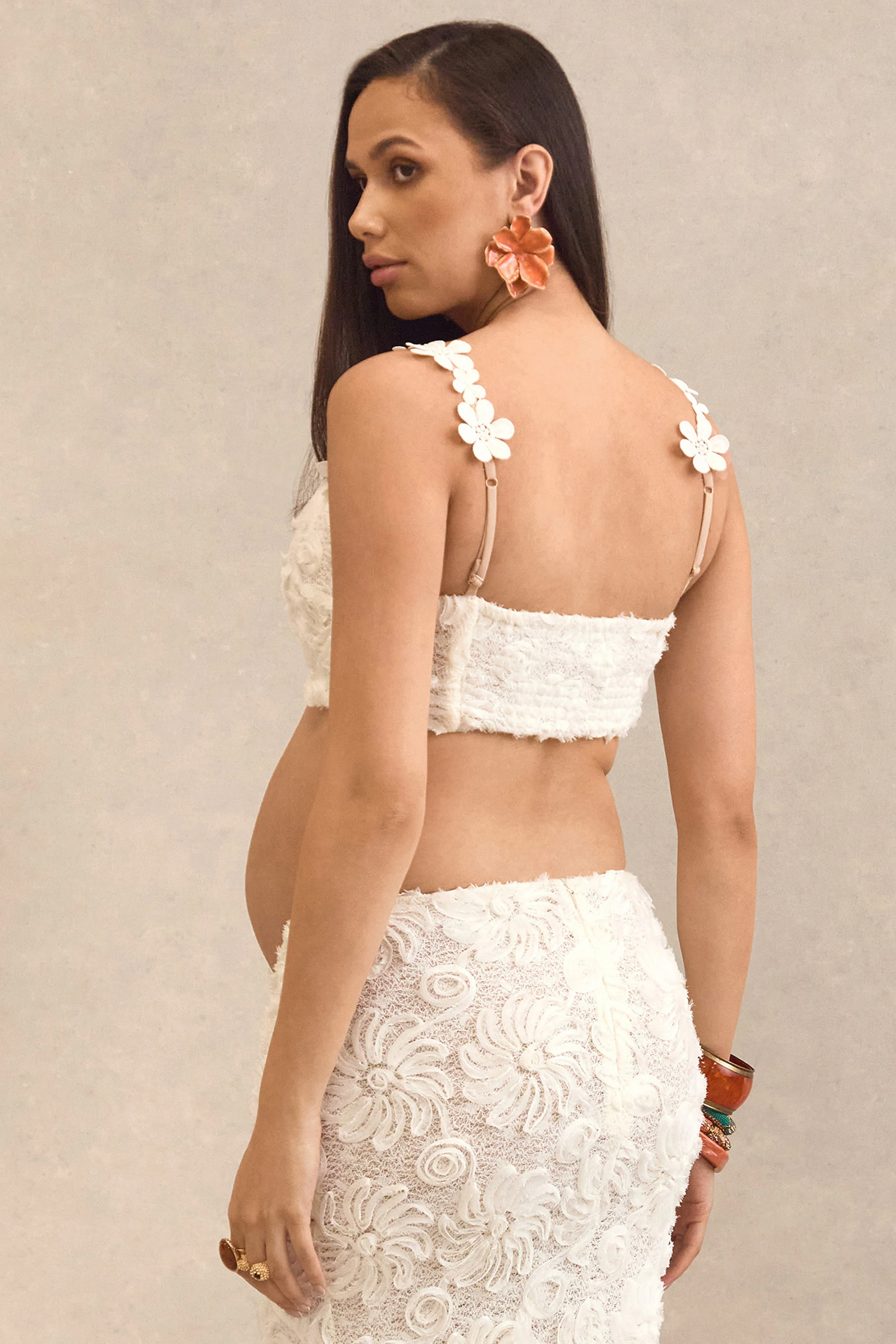 Arlina | Witte Kanten Crop Top Met Lage Ronde Hals - Image 3