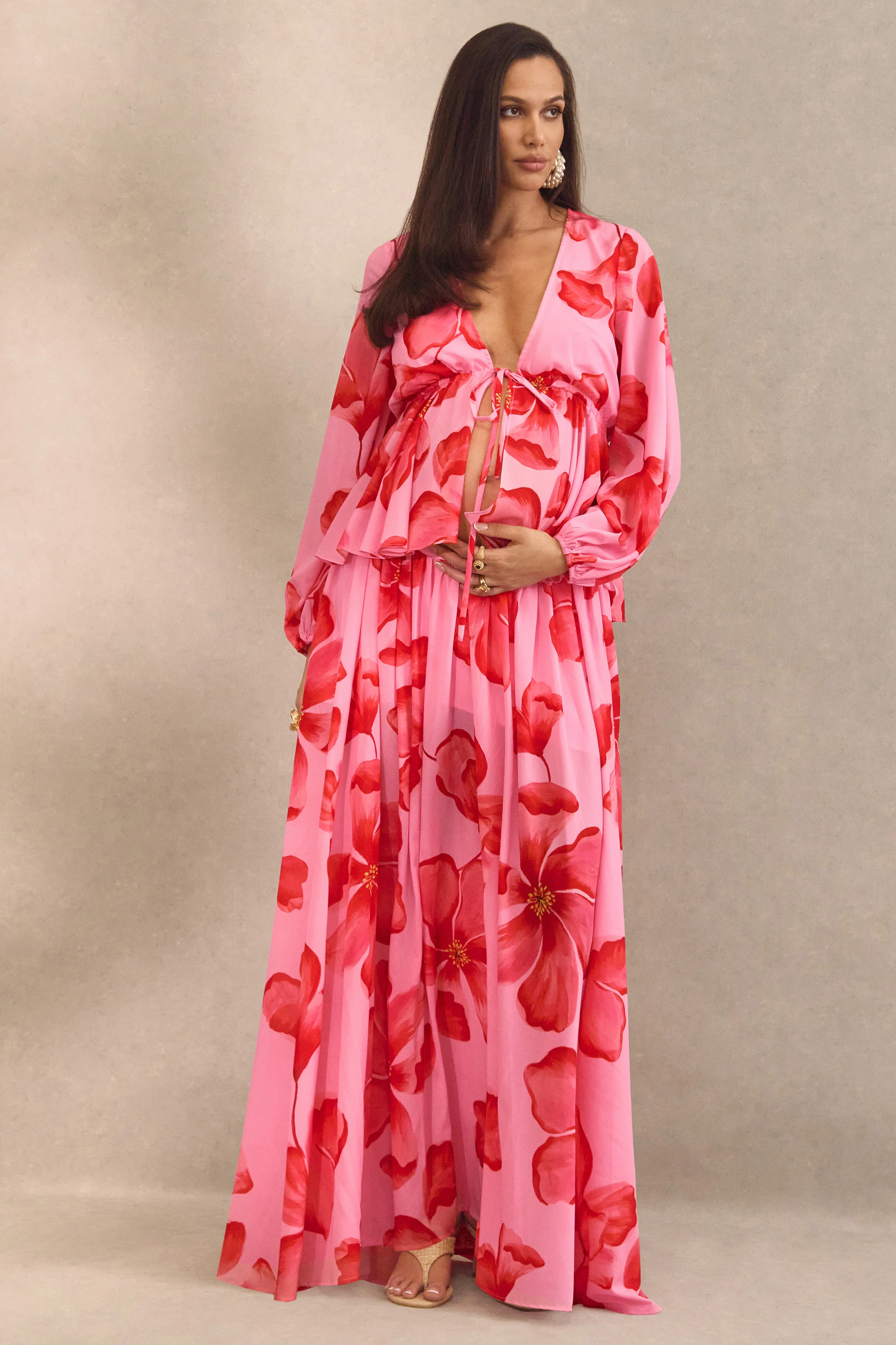 Asella | Roze Zwangerschaps Maxi Rok