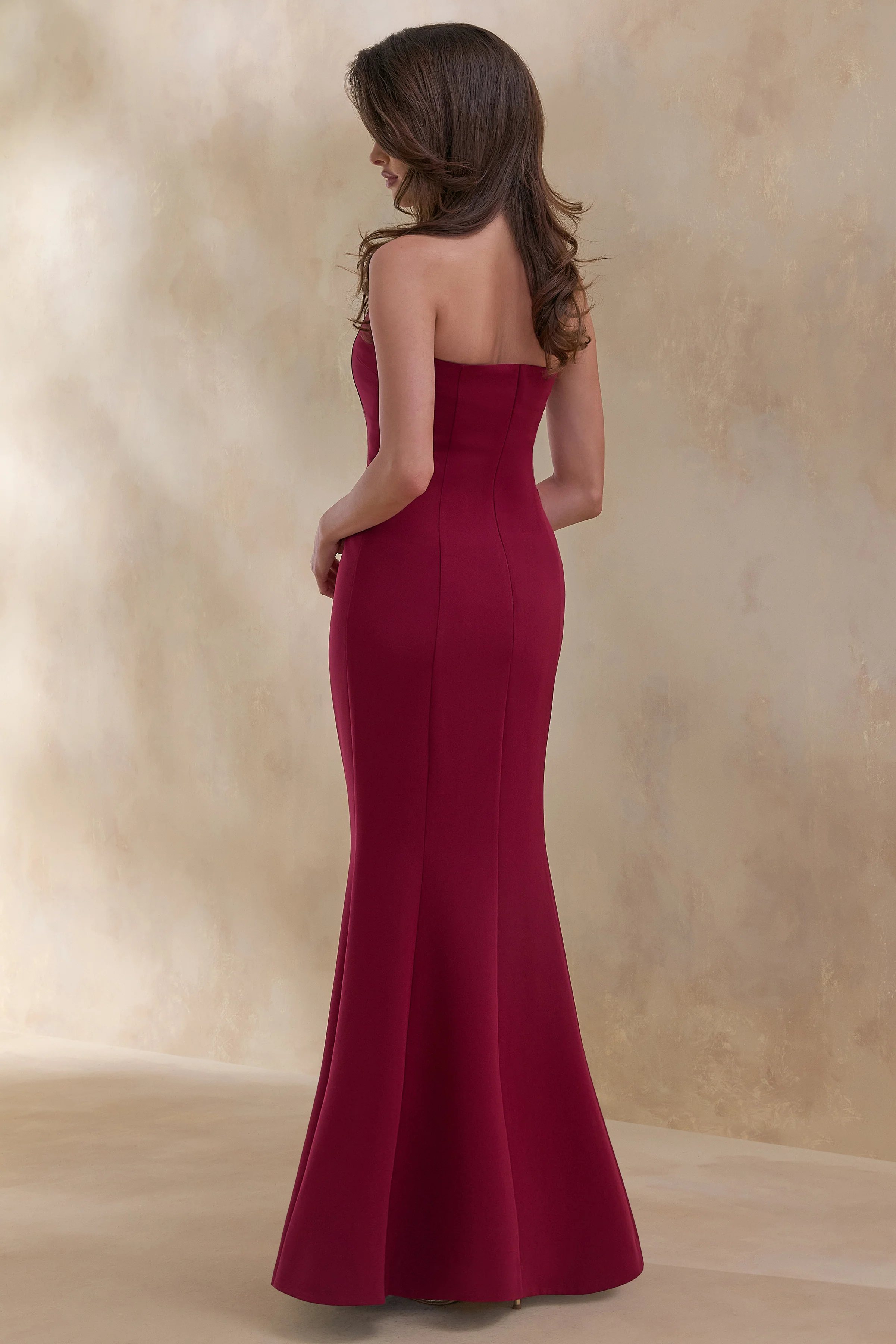 Aylana | Bordeaux Bandeau Maxi Jurk Met Versieringsdetail - Image 2
