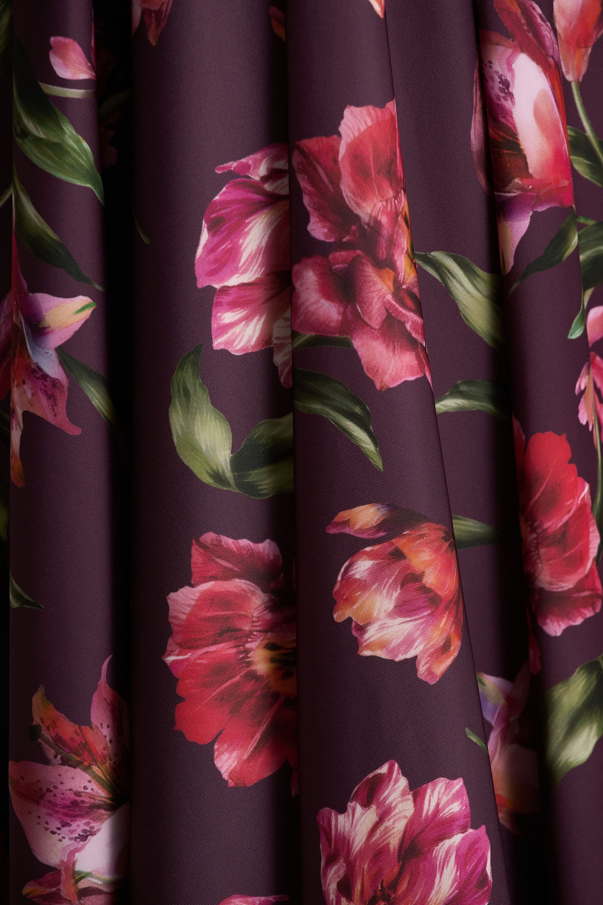 Berta | Bordeaux Bloemenprint Vierkante Hals Middi Jurk - Image 6