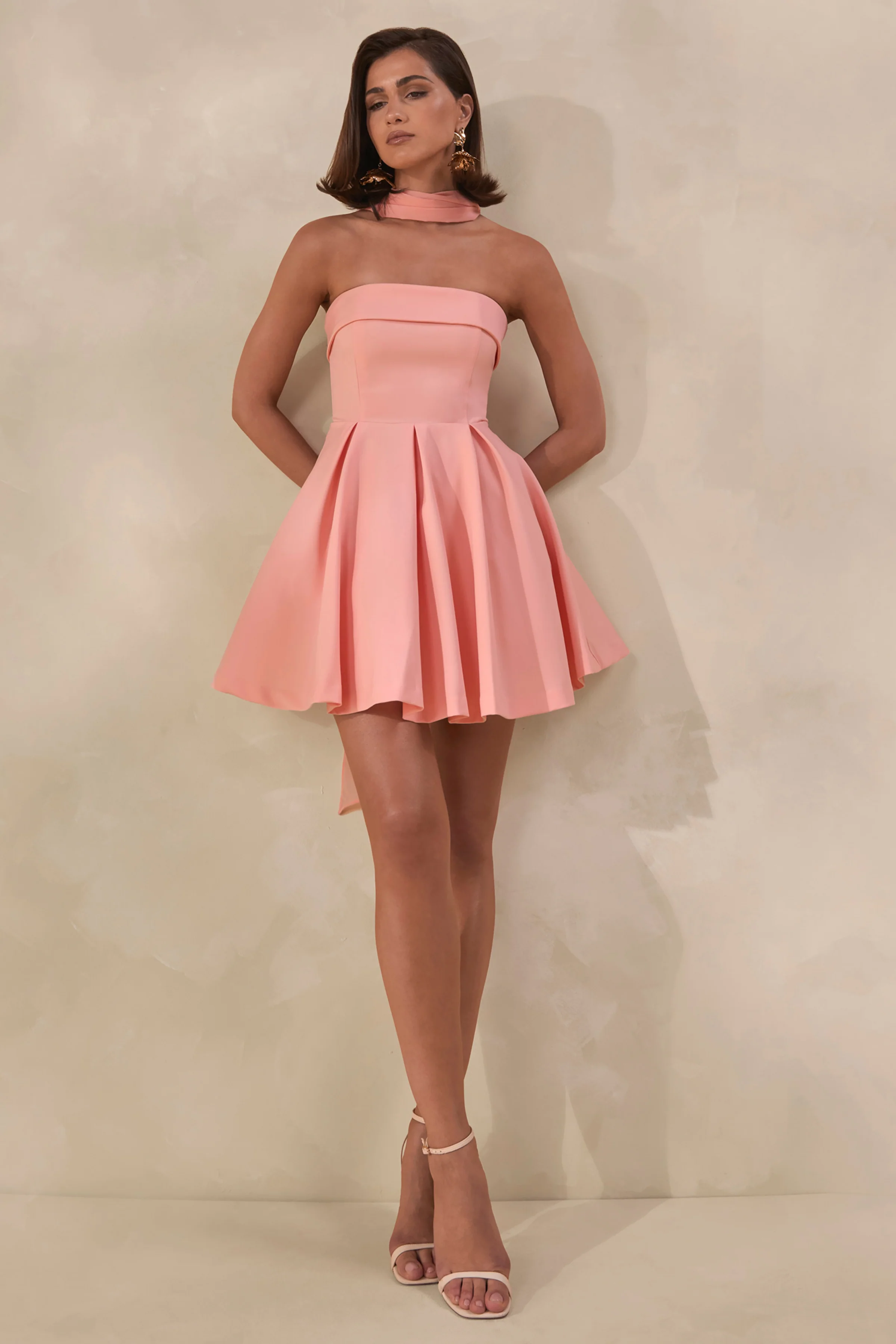 Bruna | Lichtroze Bandeau Skater Mini Jurk - Image 7