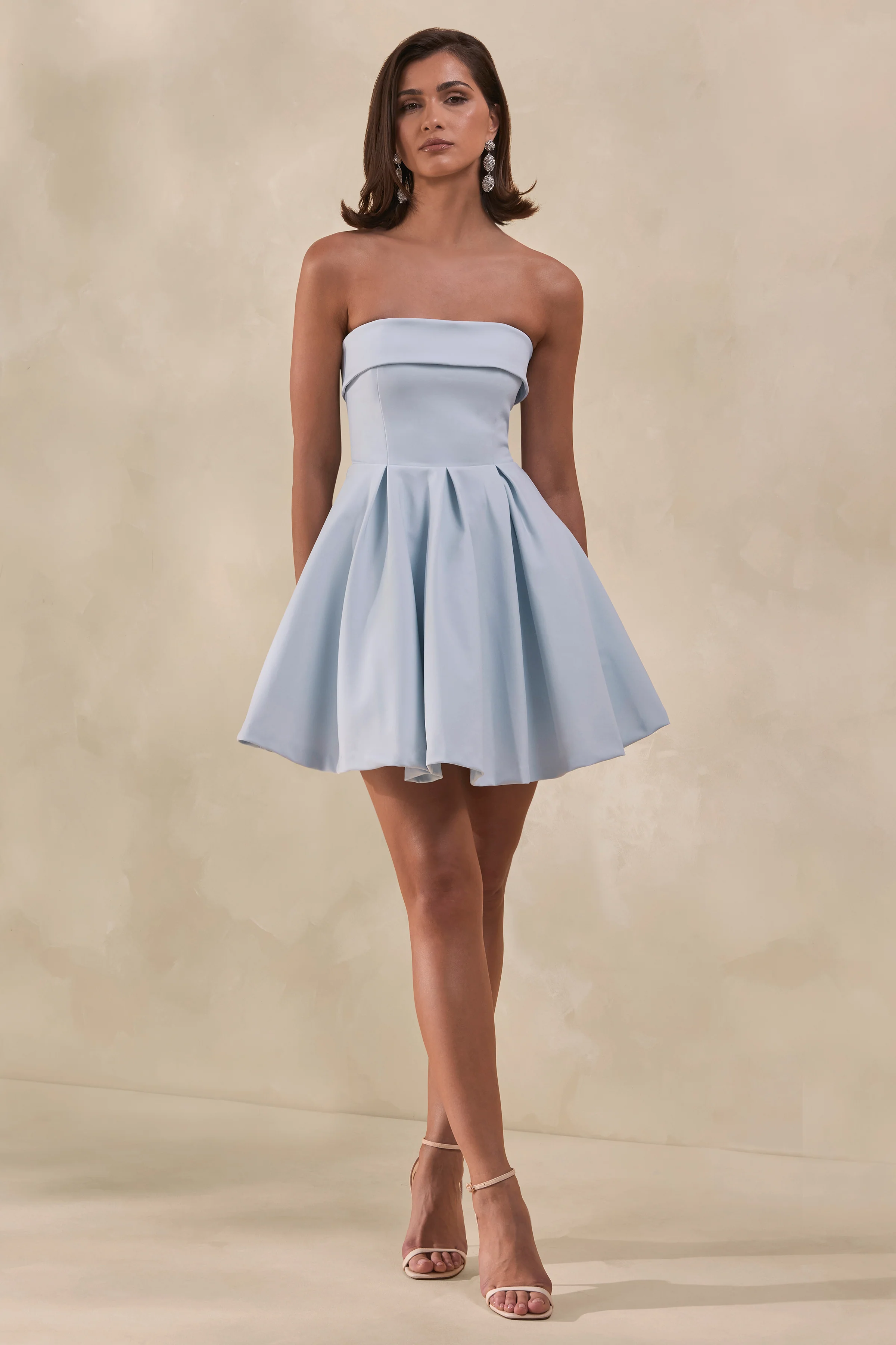 Bruna | Poederblauwe Bandeau Skater Mini Jurk - Image 4