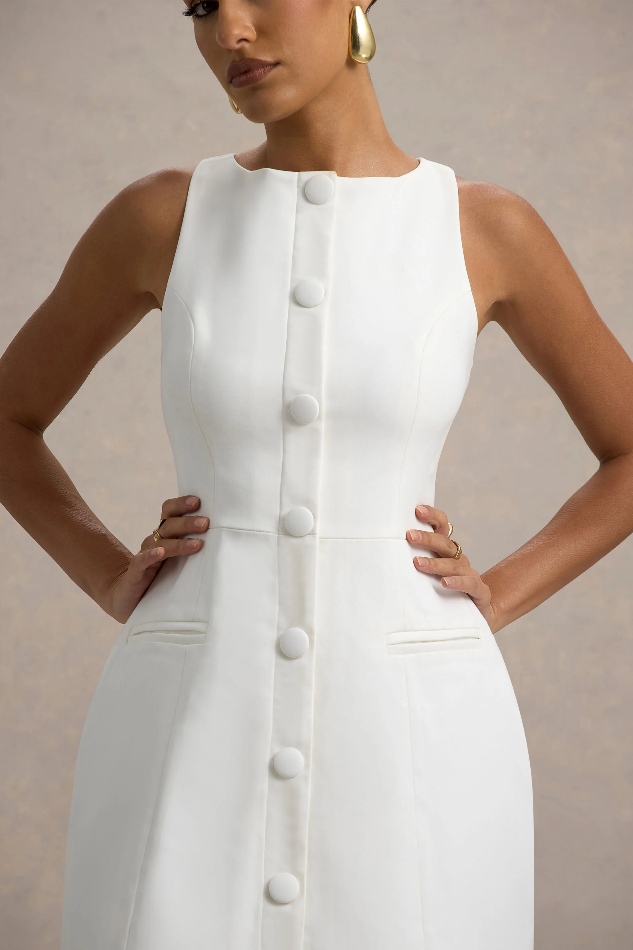 Cheri | White Getailleerde Mini Jurk - Image 3