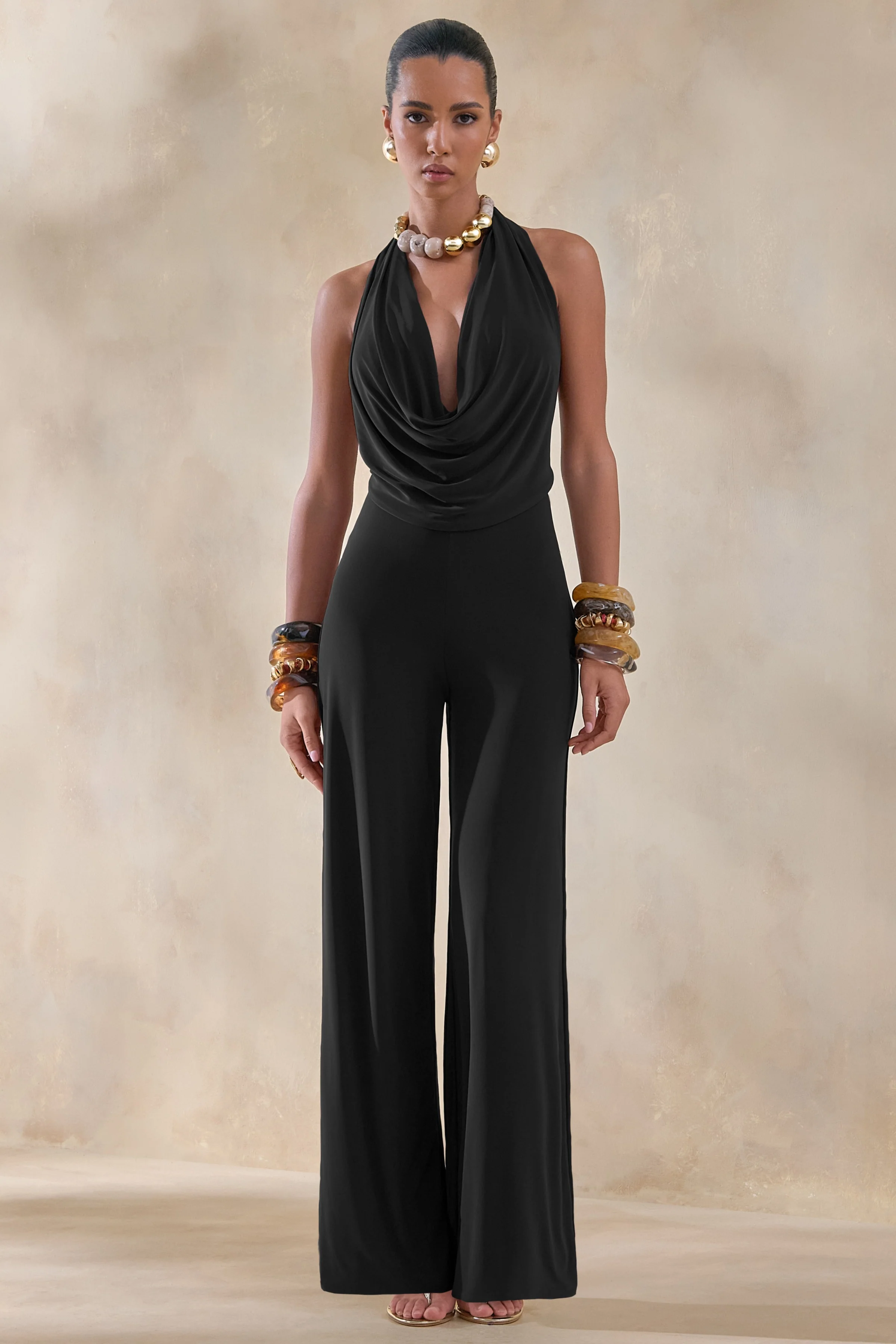 Clemence | Zwarte Jumpsuit Met Diepe V-Hals