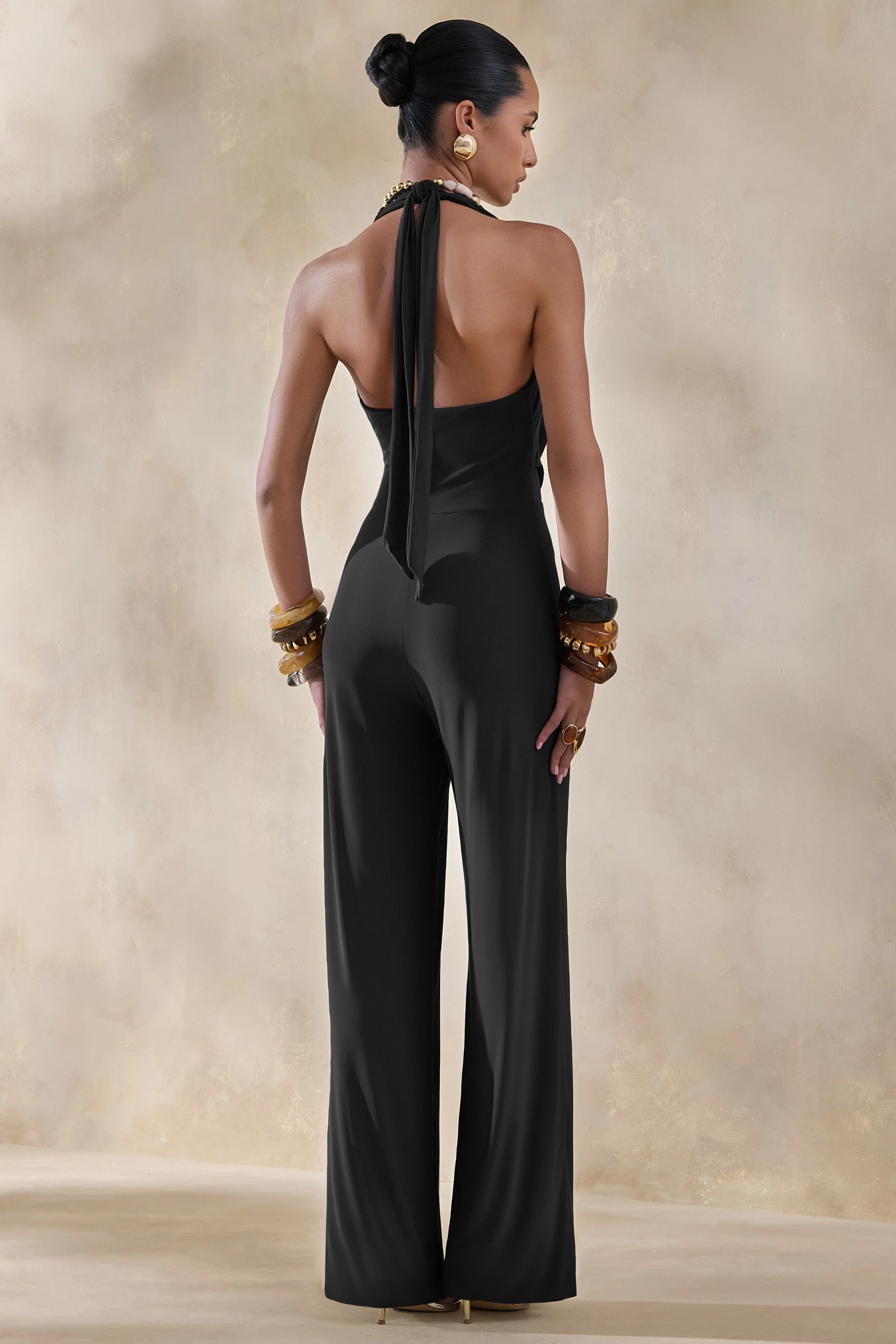 Clemence | Zwarte Jumpsuit Met Diepe V-Hals - Image 2