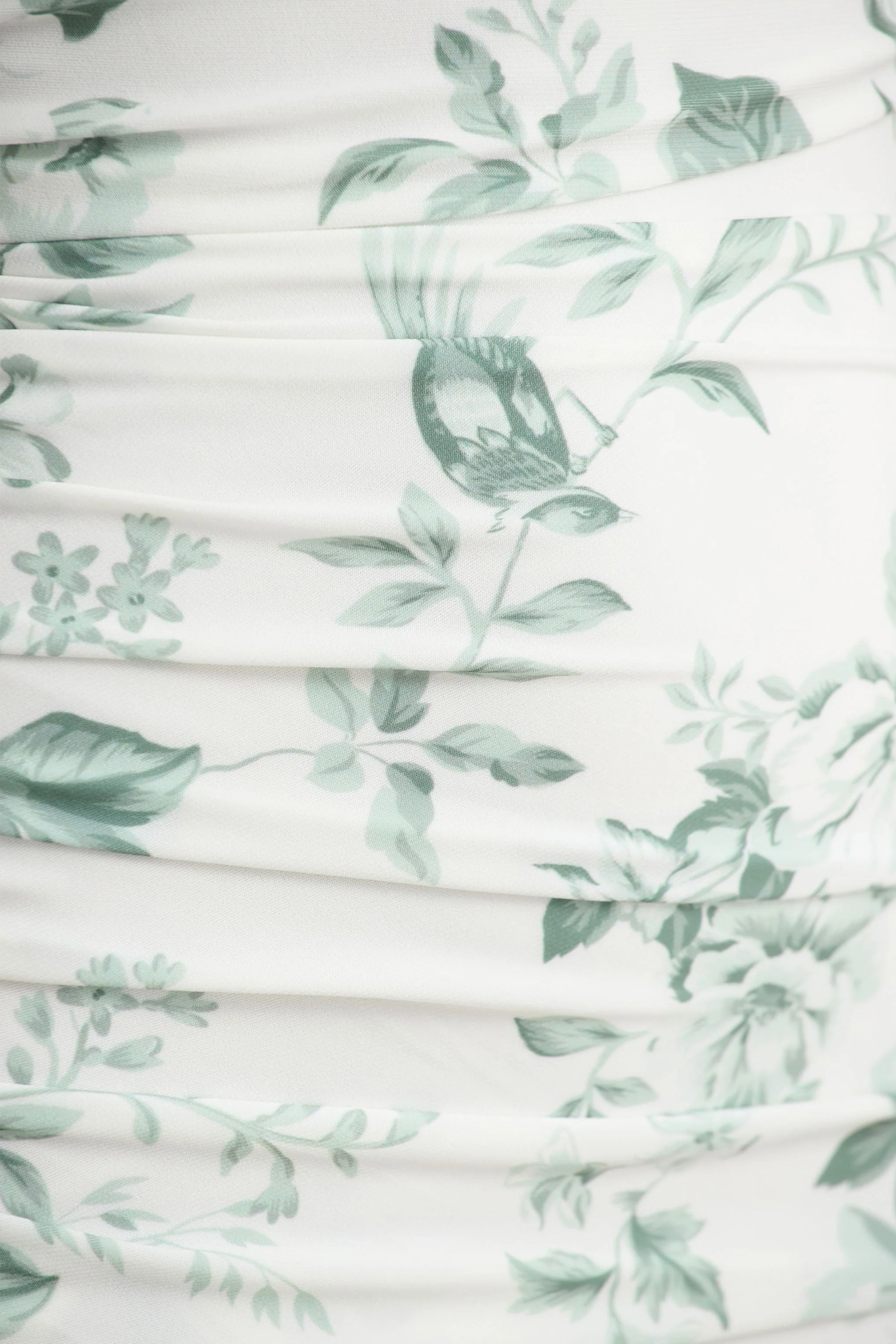 Clementina | Groene Maxi Jurk met Porseleinprint En Asymmetrische Cape Mouwen - Image 6
