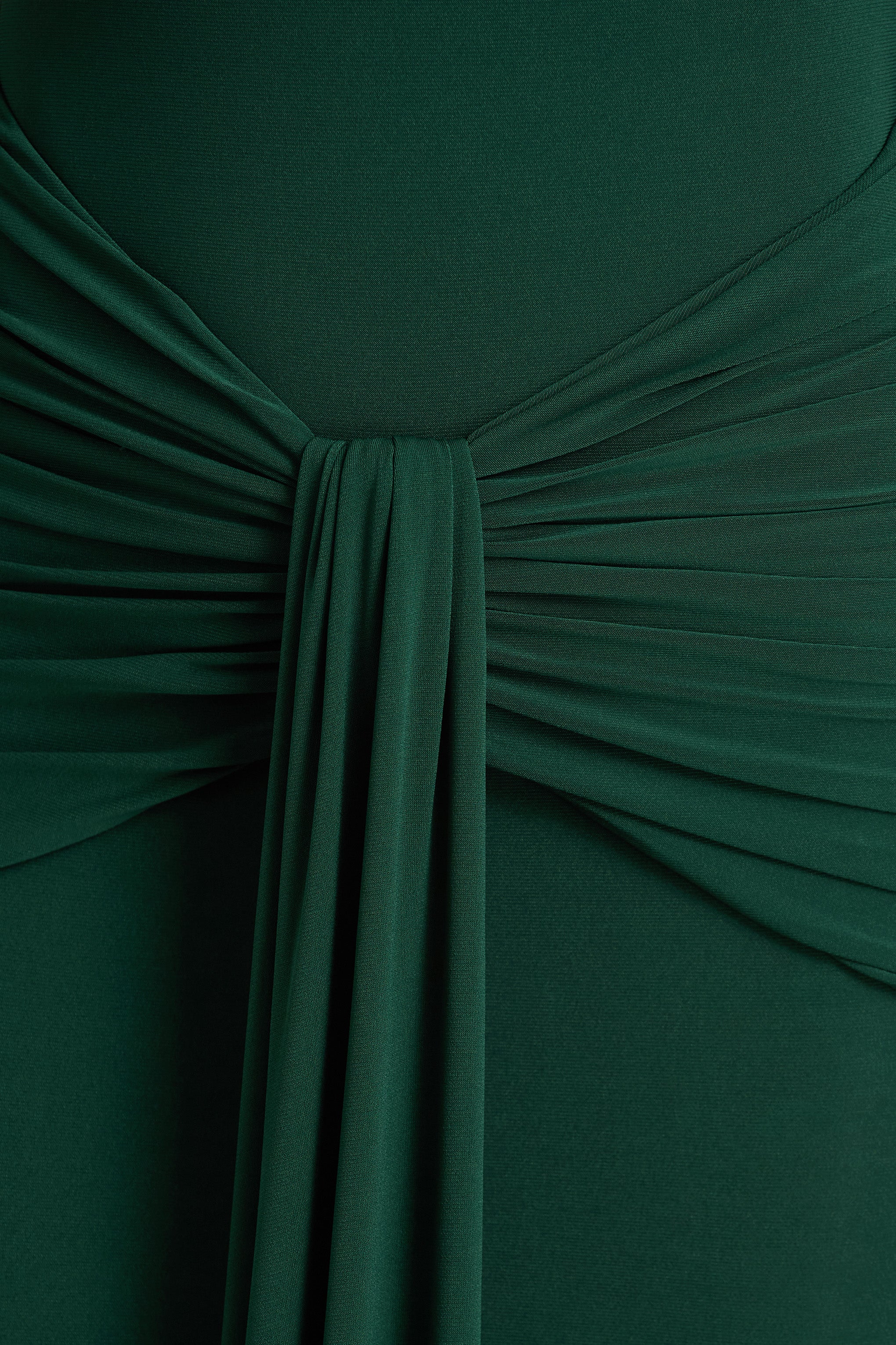 Clover | Donkergroene Oveslag Maxi Jurk Met Asymmetrische Hals En Ceintuur - Image 6