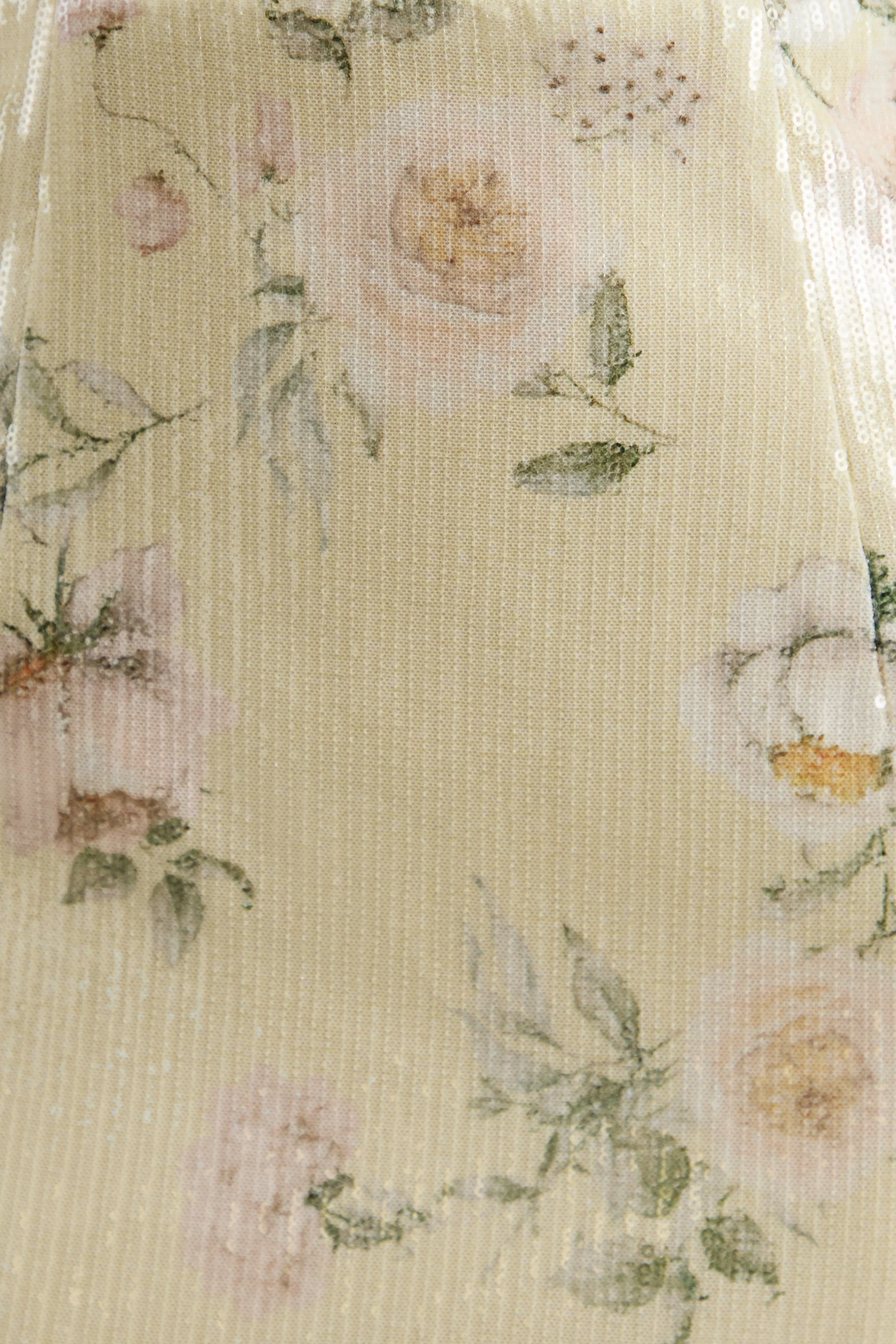 Danette | Gele maxi-jurk met bloemenprint, pailletten en vierkante halslijn - Image 8