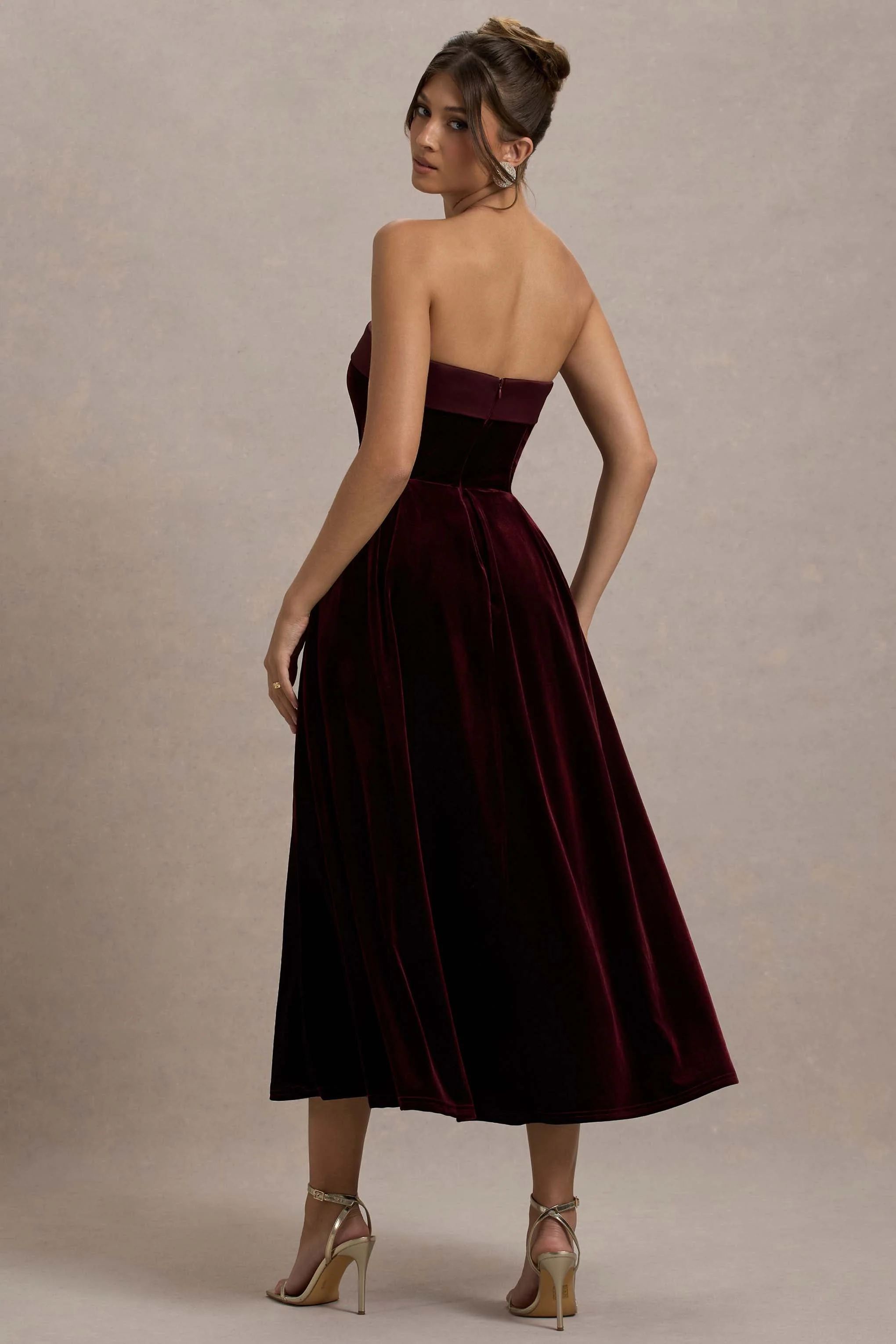 Delray | Port Fluwelen Bandeau Midi Jurk - Image 2