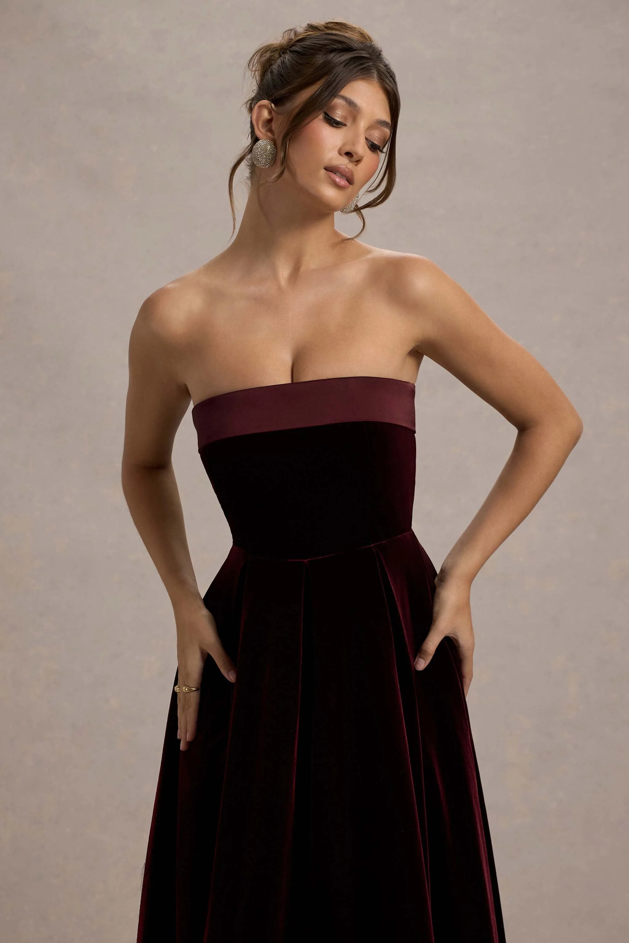 Delray | Port Fluwelen Bandeau Midi Jurk - Image 3