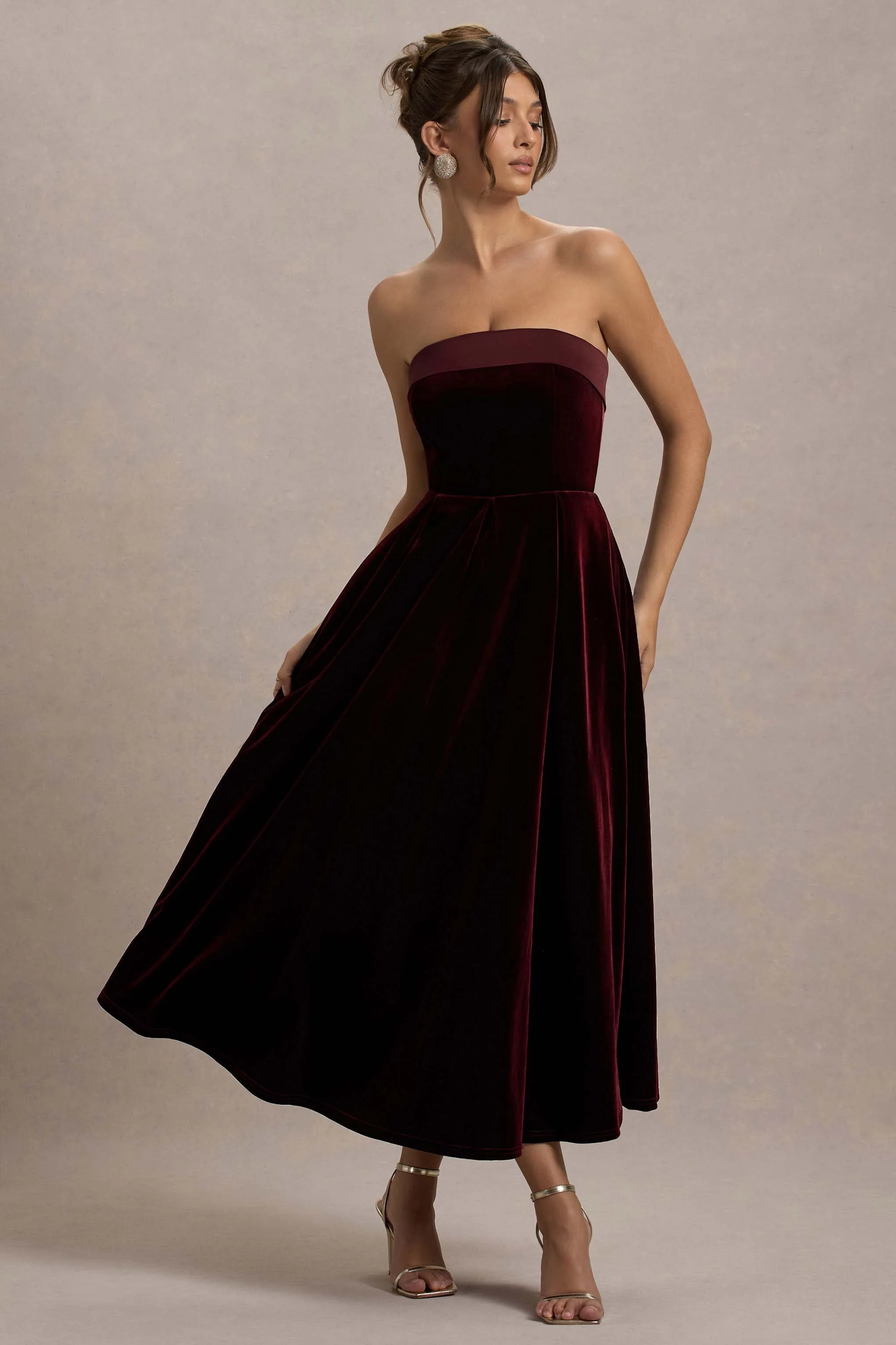 Delray | Port Fluwelen Bandeau Midi Jurk - Image 5