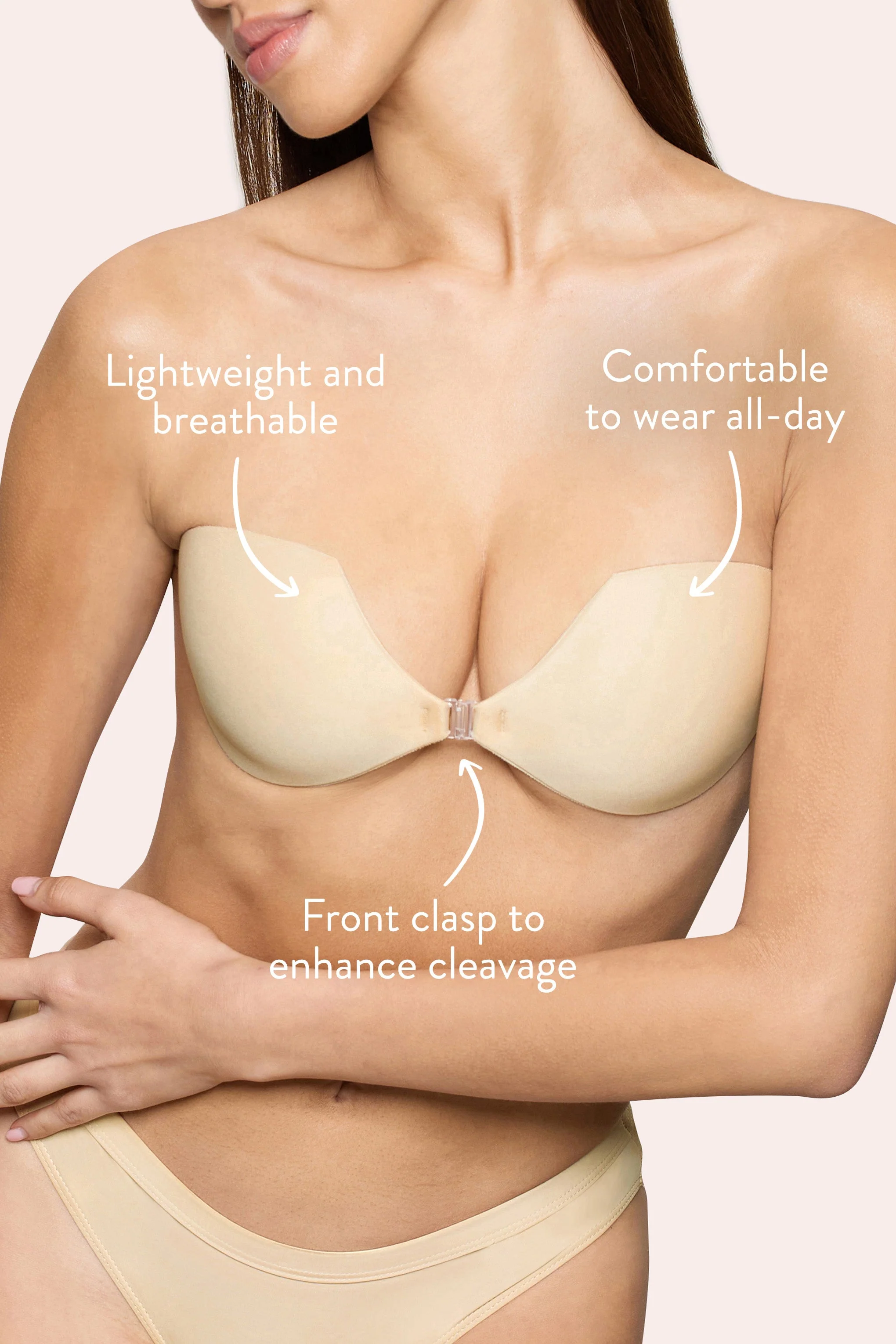 Demi Sticky Bra | Boomba Zandkleurig Demi Plak BH - Image 3