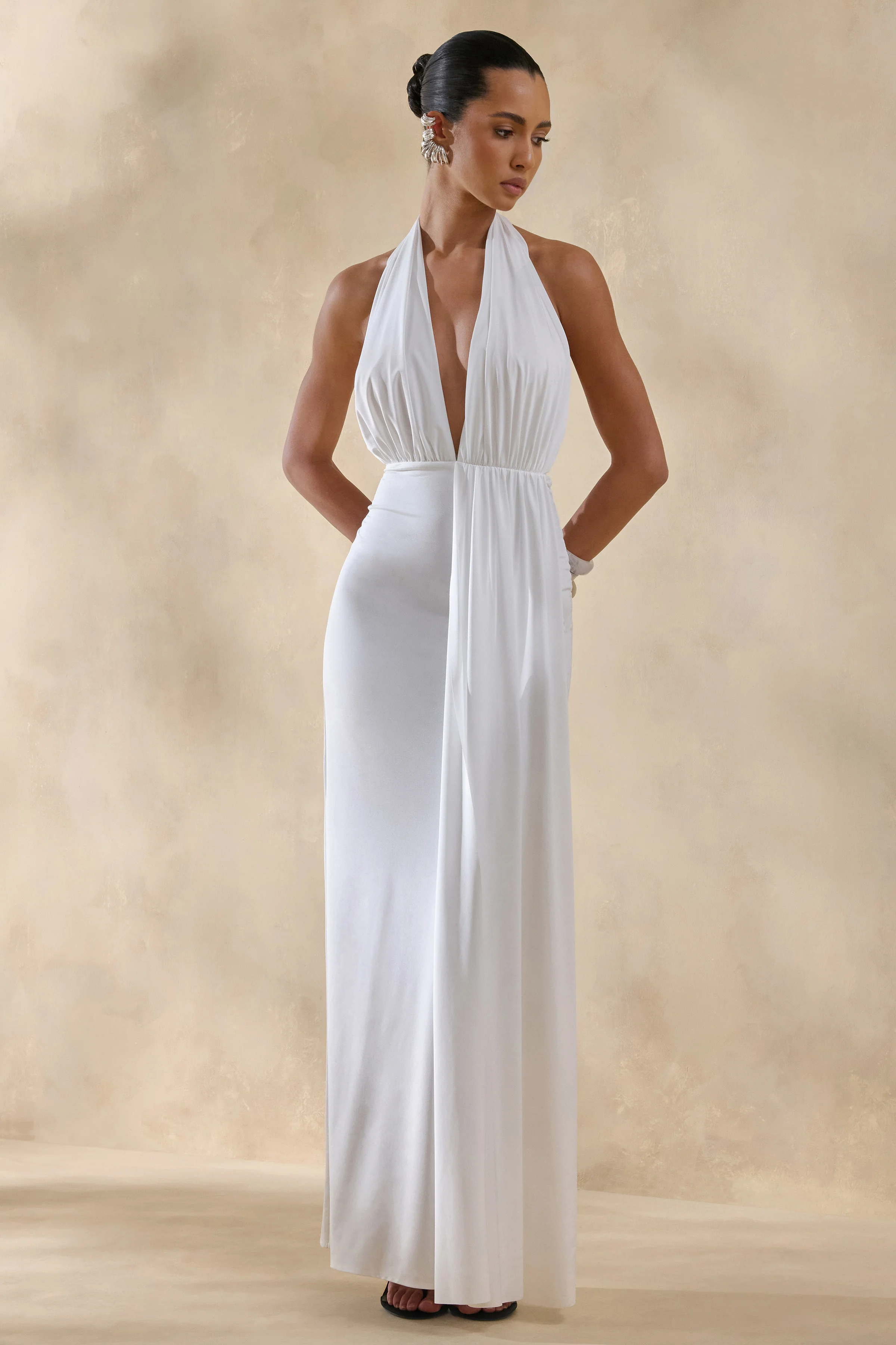 Doria | Witte Diepe V-Hals Maxi Jurk - Image 4