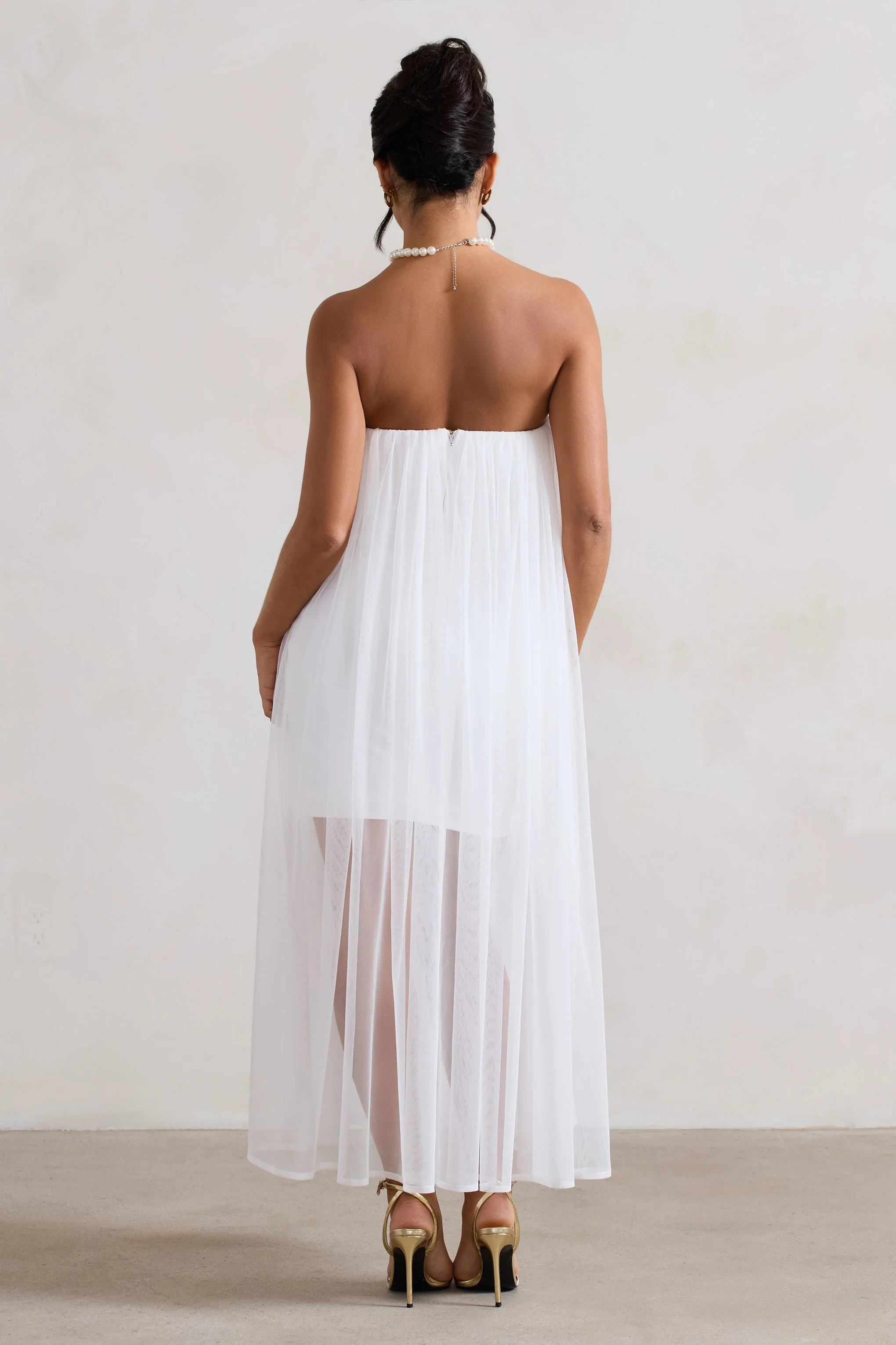 Dreamland | Ivoor Sweetheart Korset Mini Jurk Met Tulle - Image 2