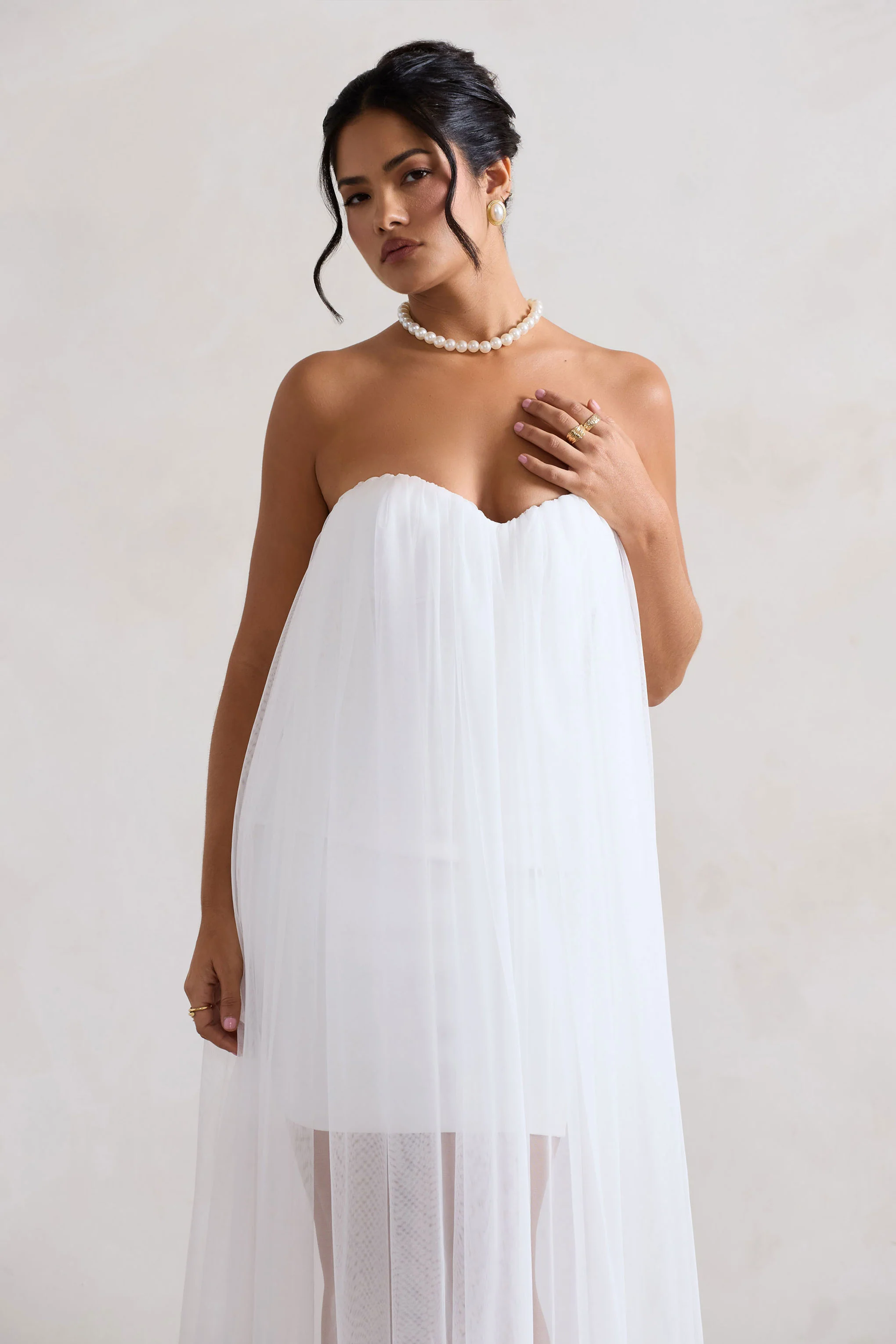 Dreamland | Ivoor Sweetheart Korset Mini Jurk Met Tulle - Image 3