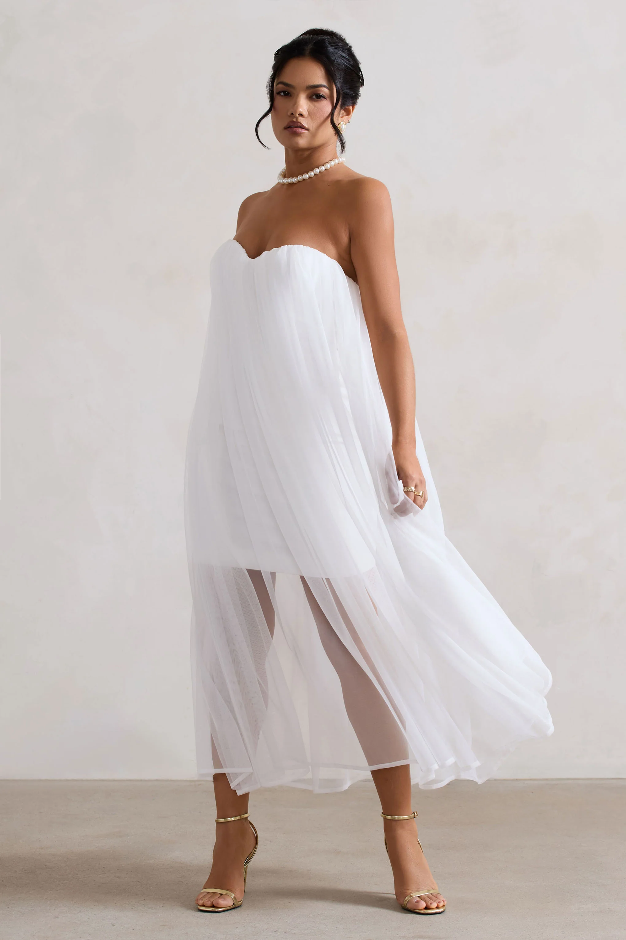 Dreamland | Ivoor Sweetheart Korset Mini Jurk Met Tulle - Image 5