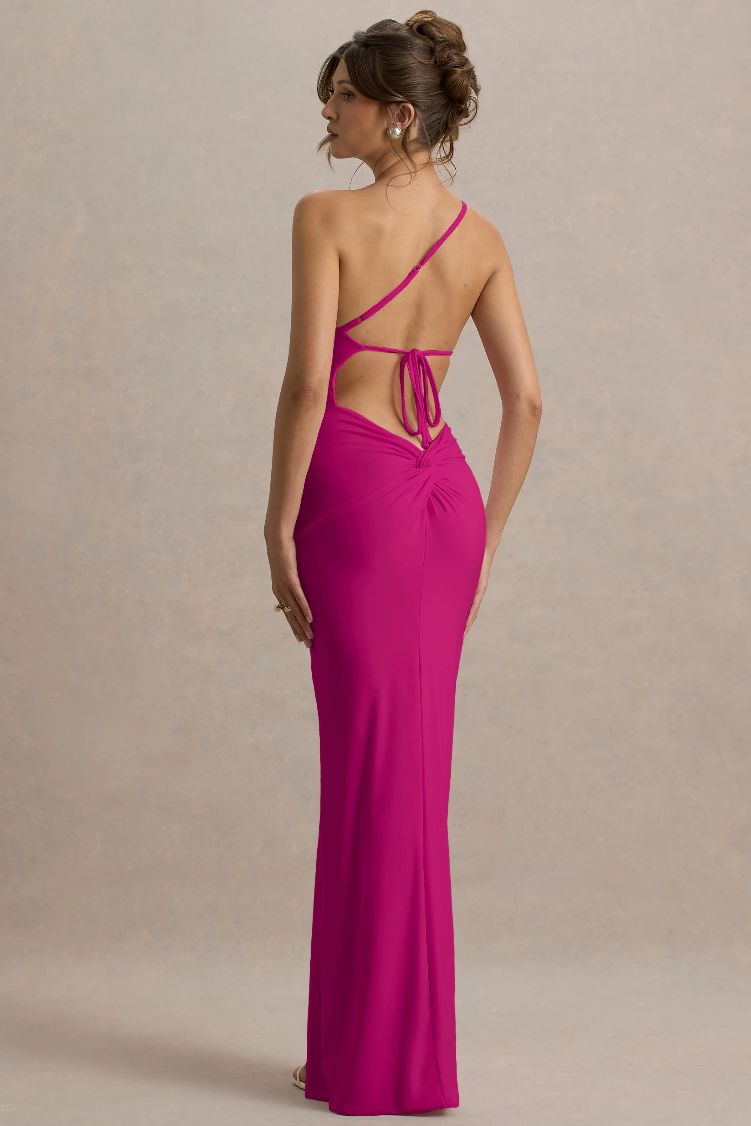 Dressing Up | Felroze Maxi Jurk Met  Blote Schouder En Open Rugdetail