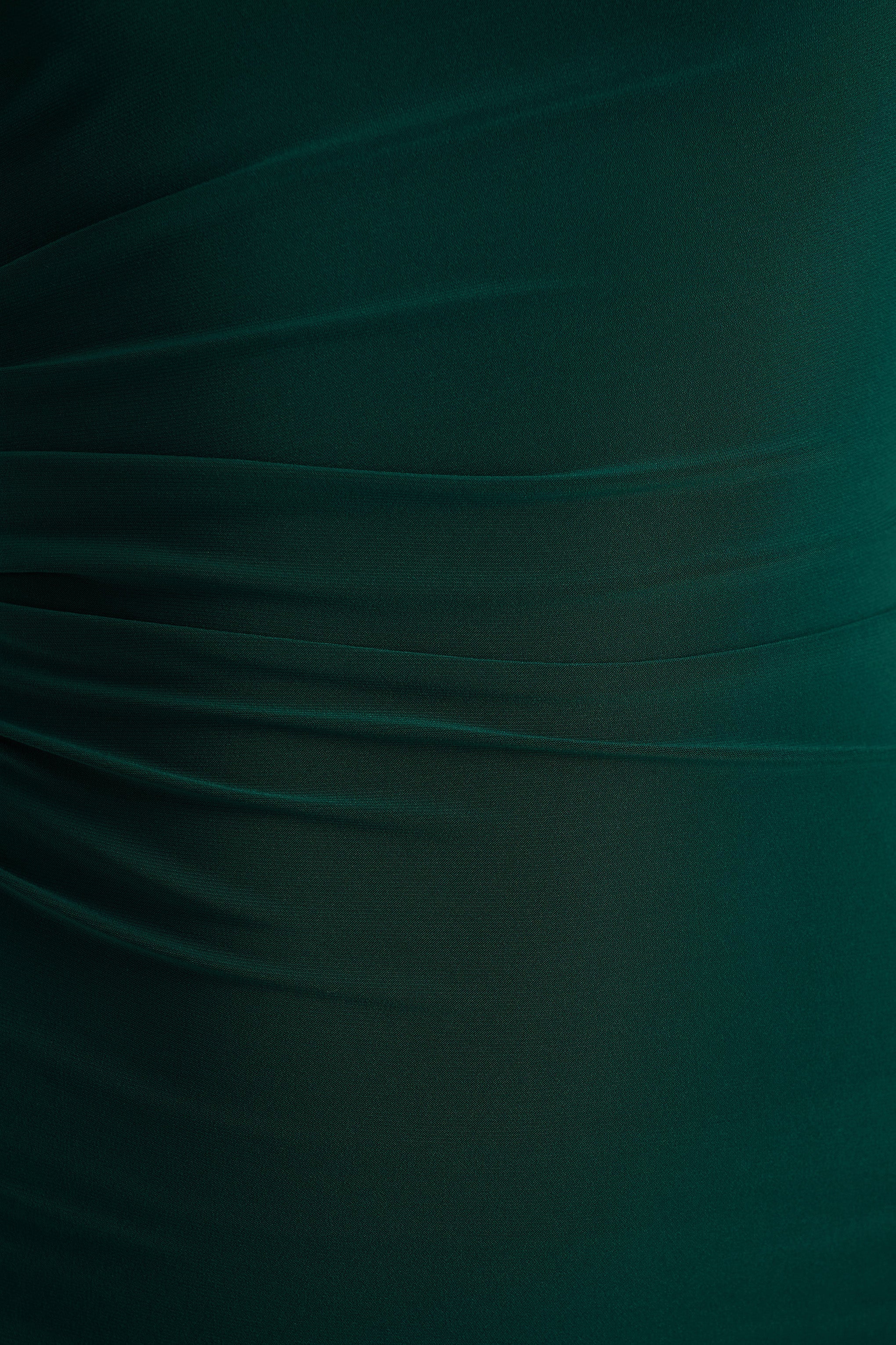 Eden | Flessengroene Hoge Hals Maxi Jurk Met Gerimpeld Details - Image 6