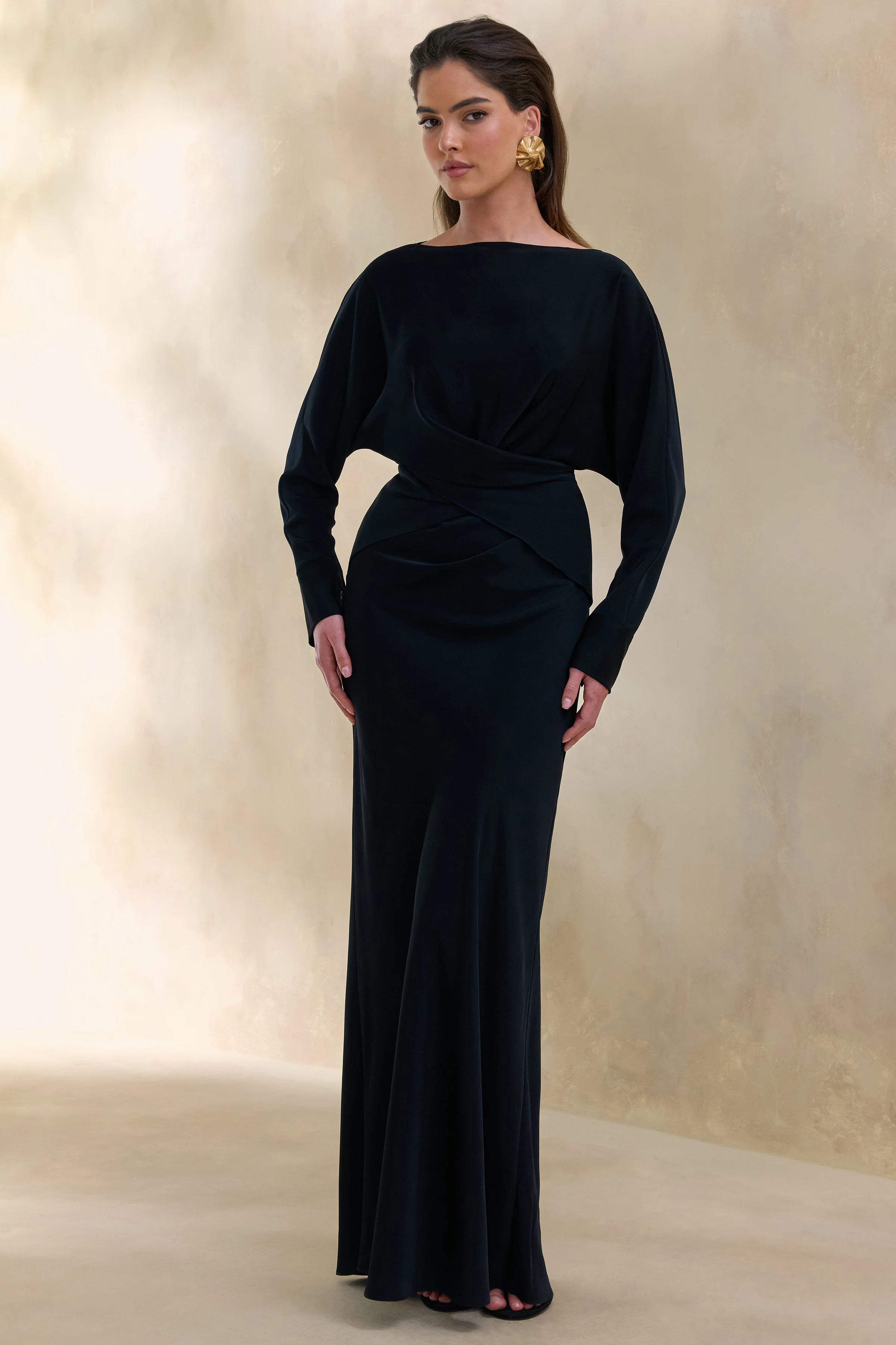 Elaria | Zwarte Satijnen Maxi Rok