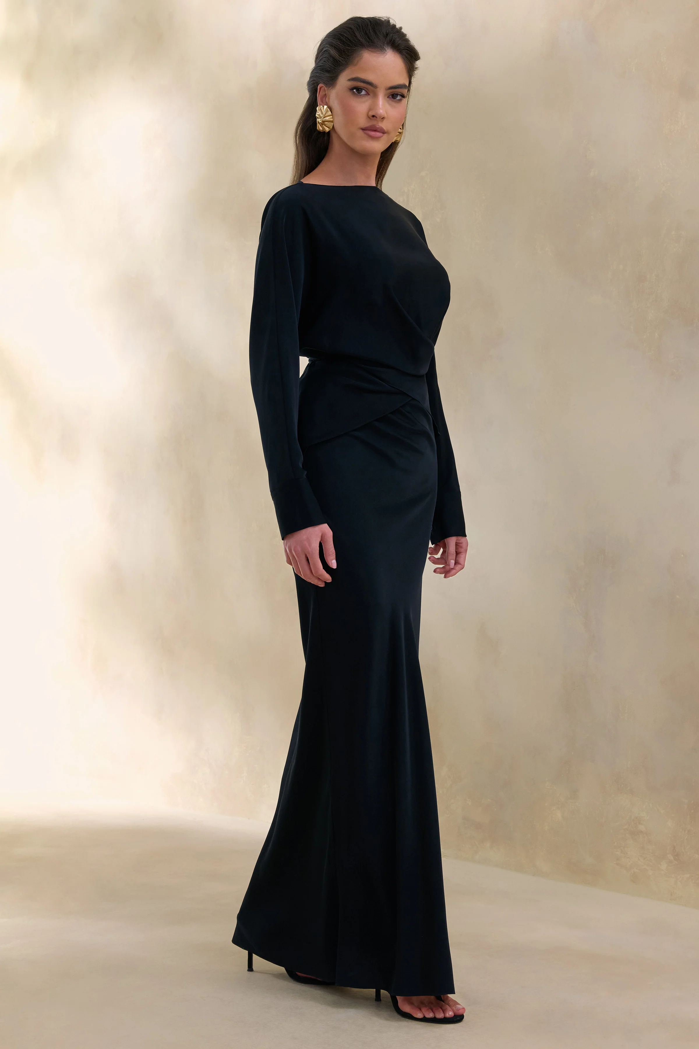 Elaria | Zwarte Satijnen Maxi Rok - Image 6