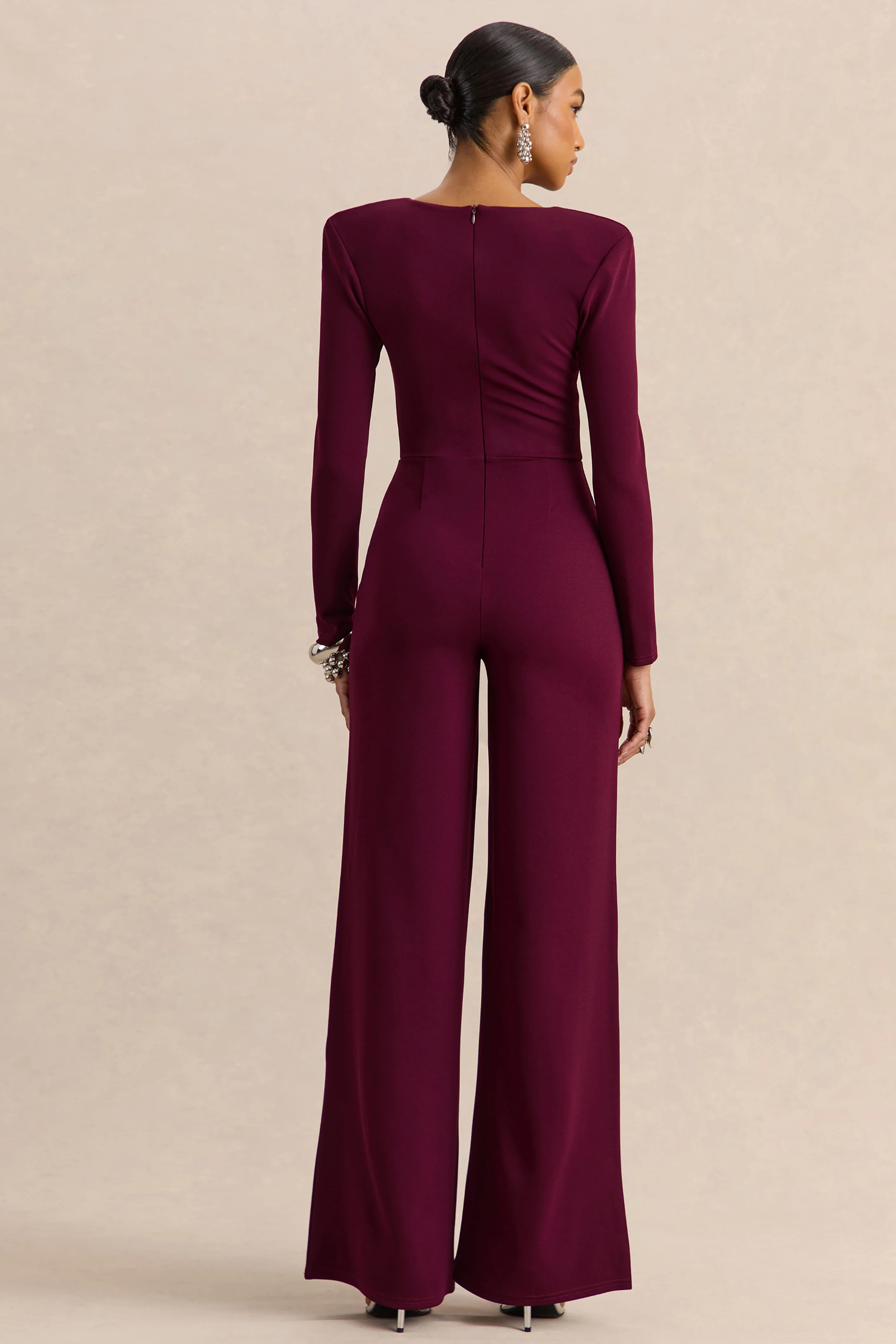 Elasse | Bordeaux Jumpsuit Met Vierkante Hals - Image 2