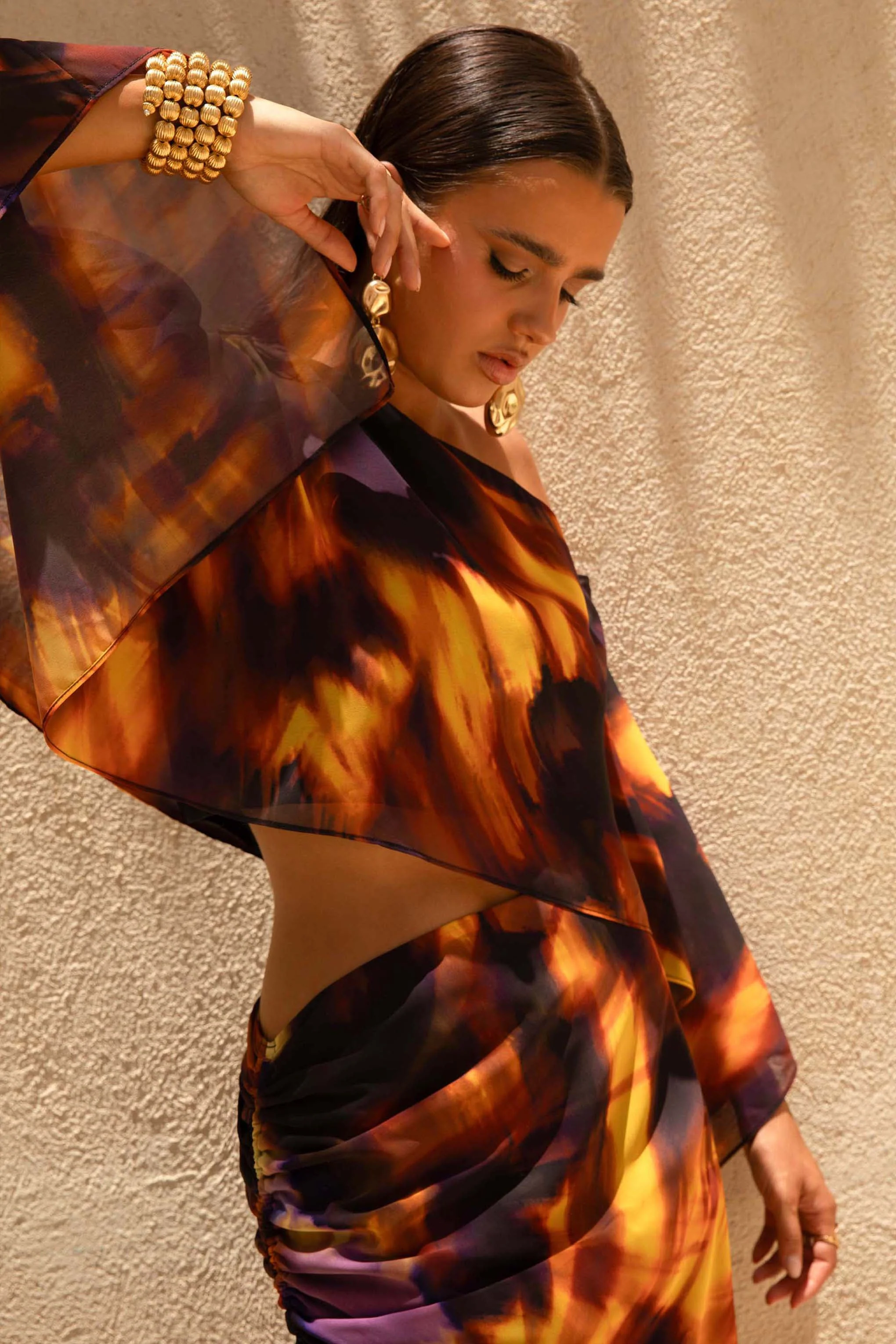 Elysia | Rook Print Asymmetrisch Crop Top - Image 5