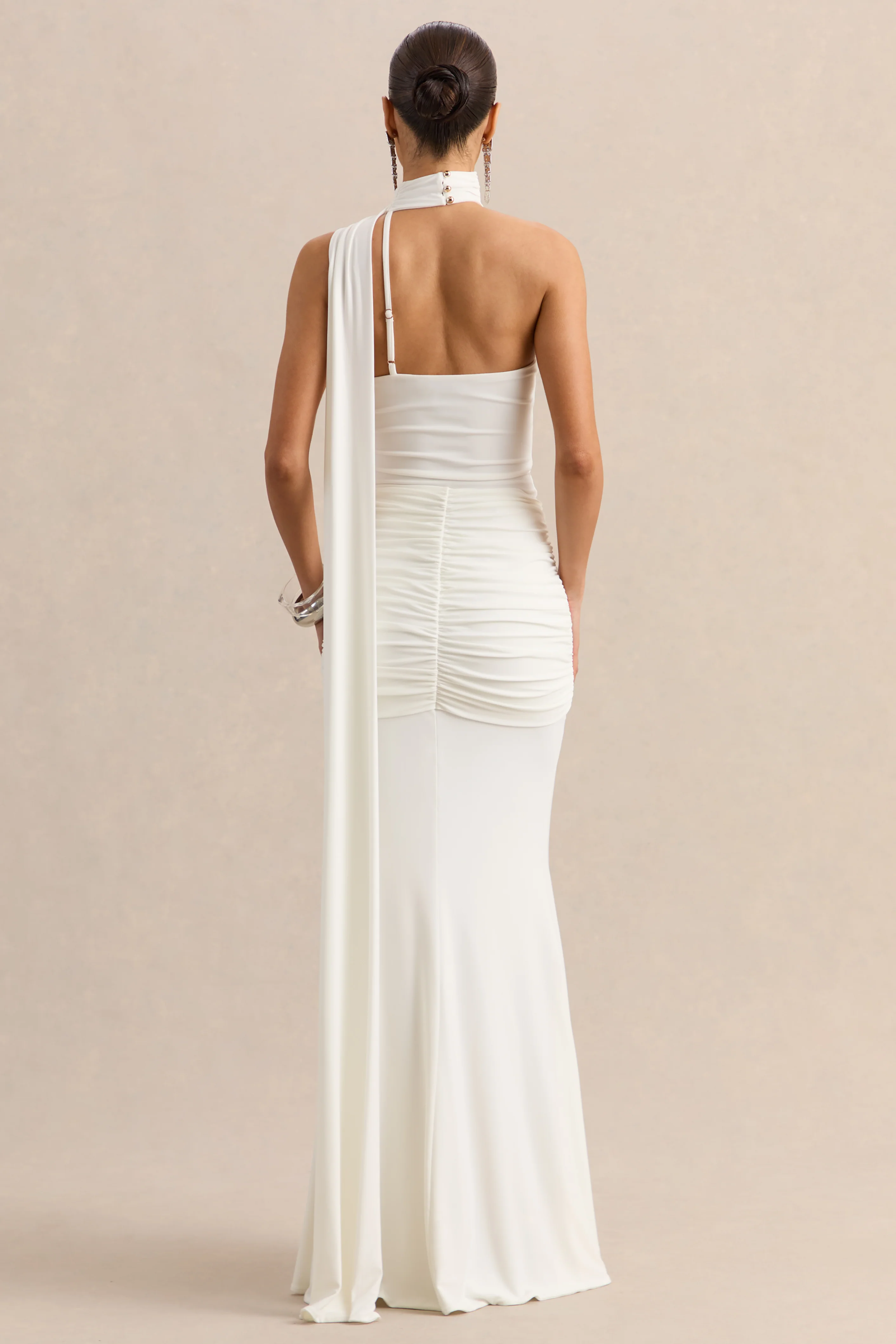 Eowyn | Witte Gerimpelde Maxi Rok Met Voorsplit - Image 3