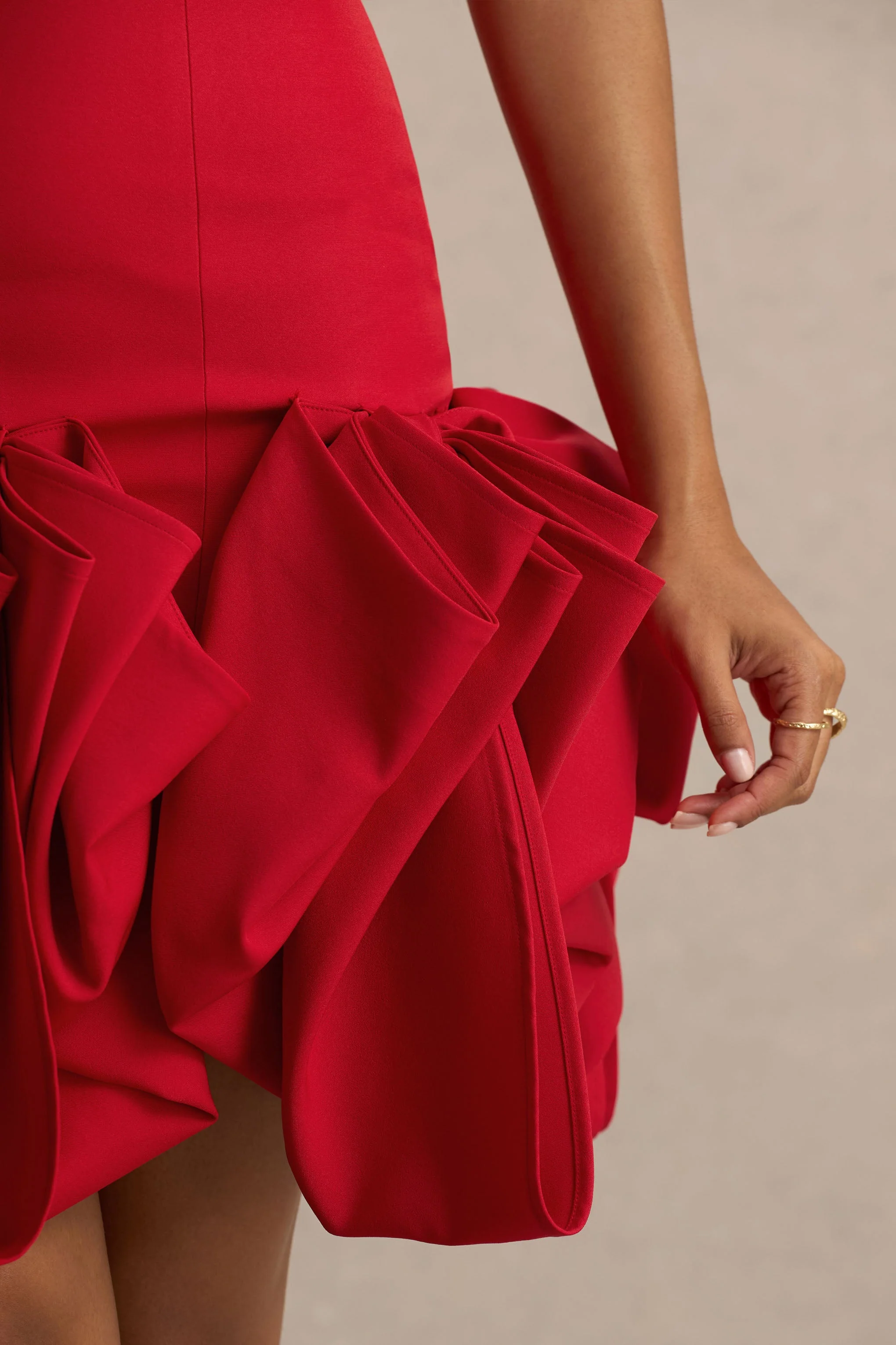 Erica | Rood Ruches Puffball Mini Jurk - Image 6
