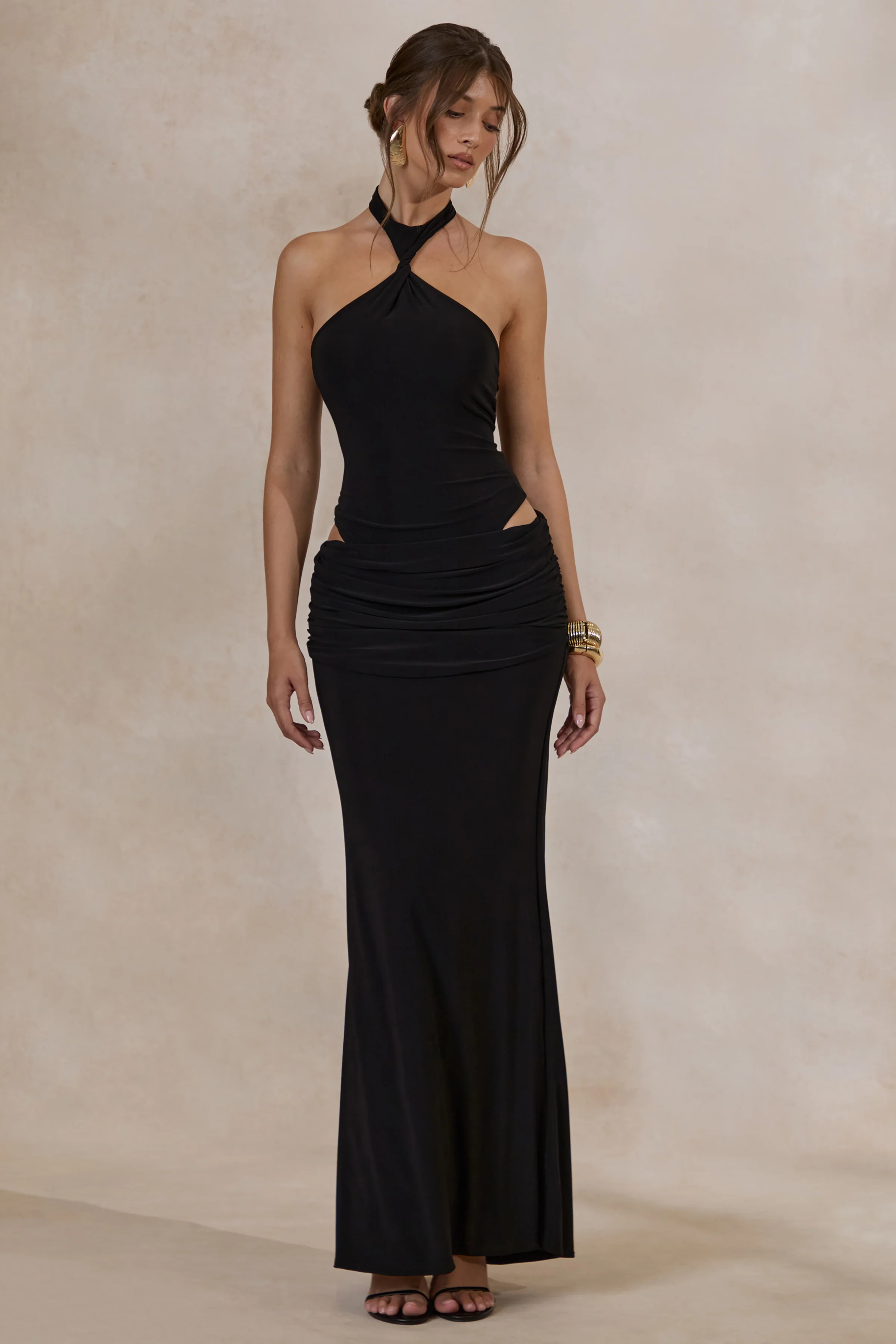 Esara | Zwarte Maxi Rok met Geplooide Details - Image 6