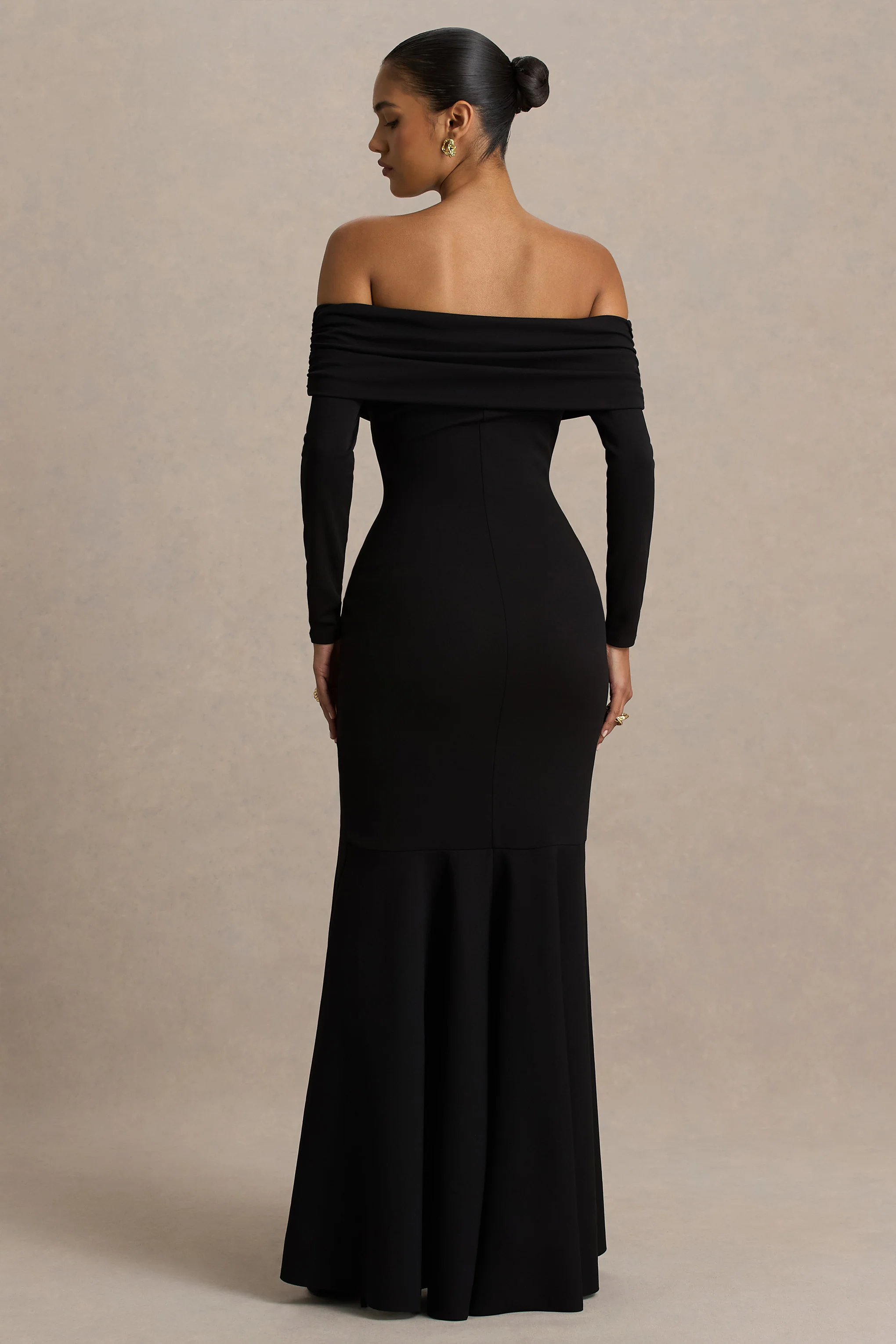 Everlasting | Zwarte Bardot Hals Maxi Jurk Met Verlaagde Taille - Image 2
