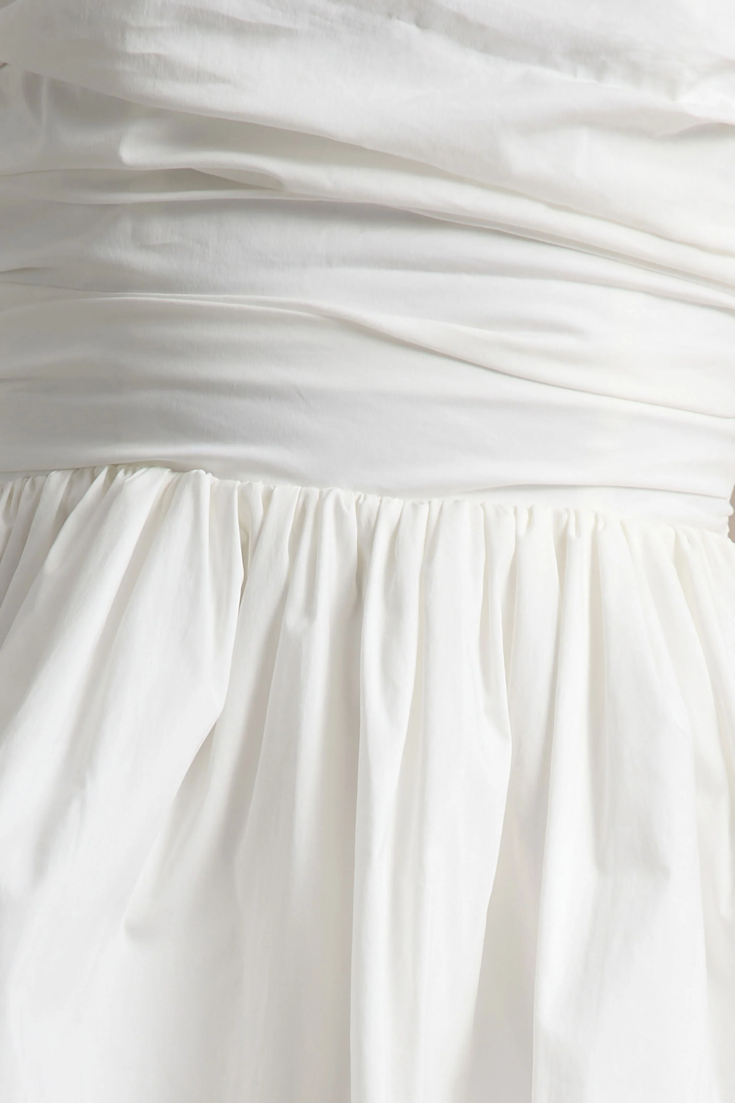 Faye | Wit Pof Bandeau Micro Mini Jurk Met Gerimpeld Details - Image 6