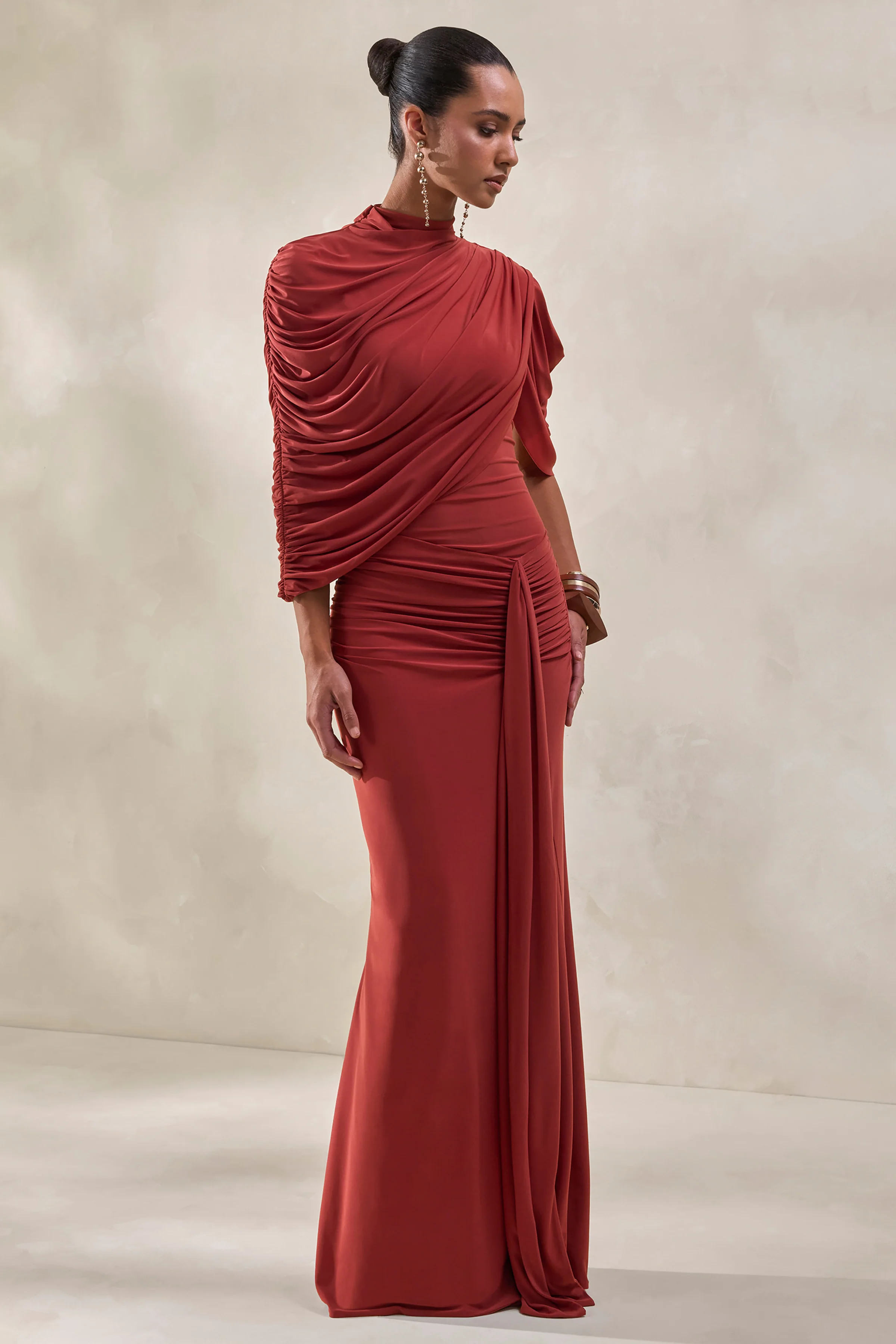 Fenicia | Hoge Hals Body Met Cape Detail In Roest - Image 2