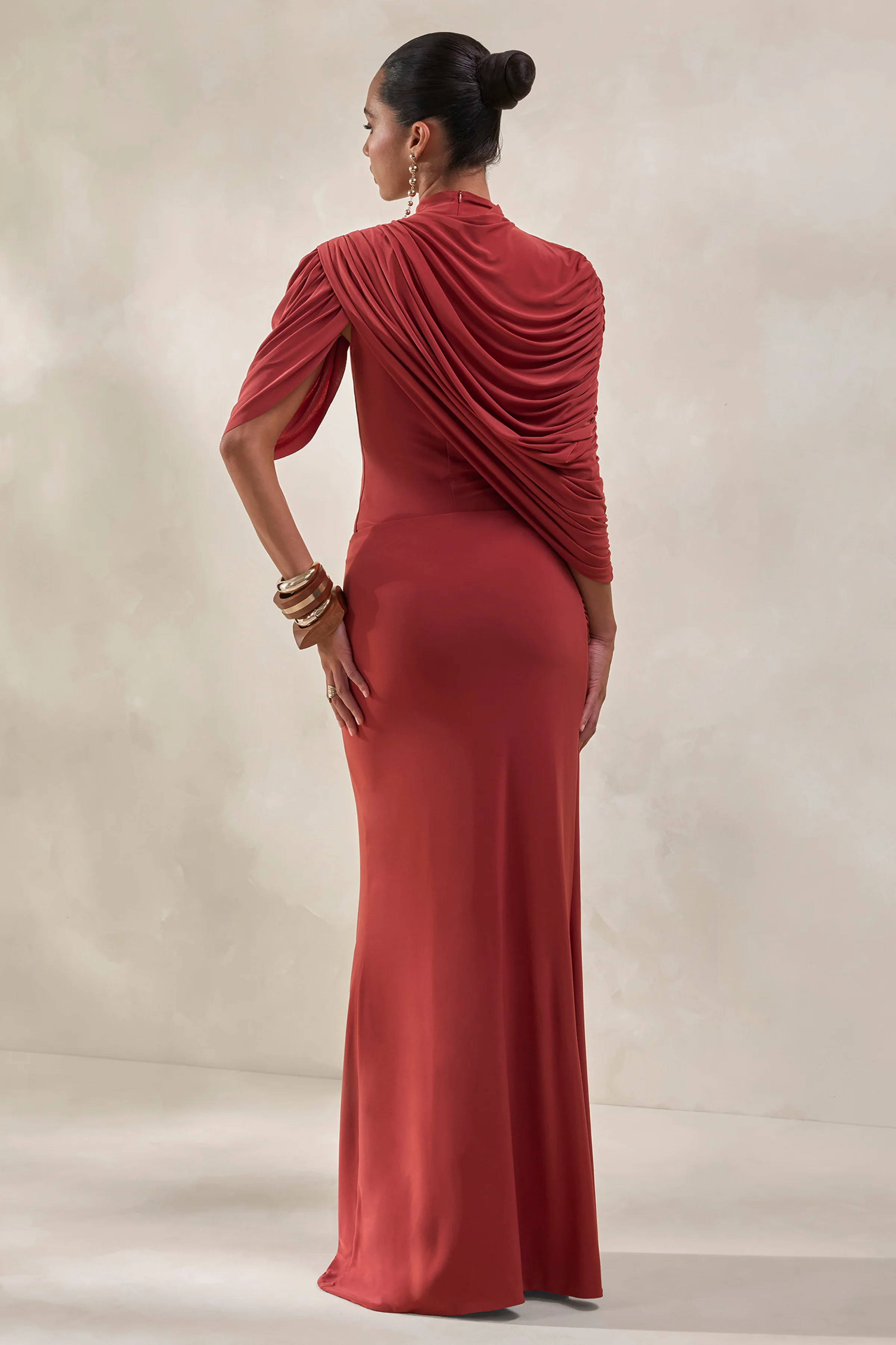 Fenicia | Hoge Hals Body Met Cape Detail In Roest - Image 3