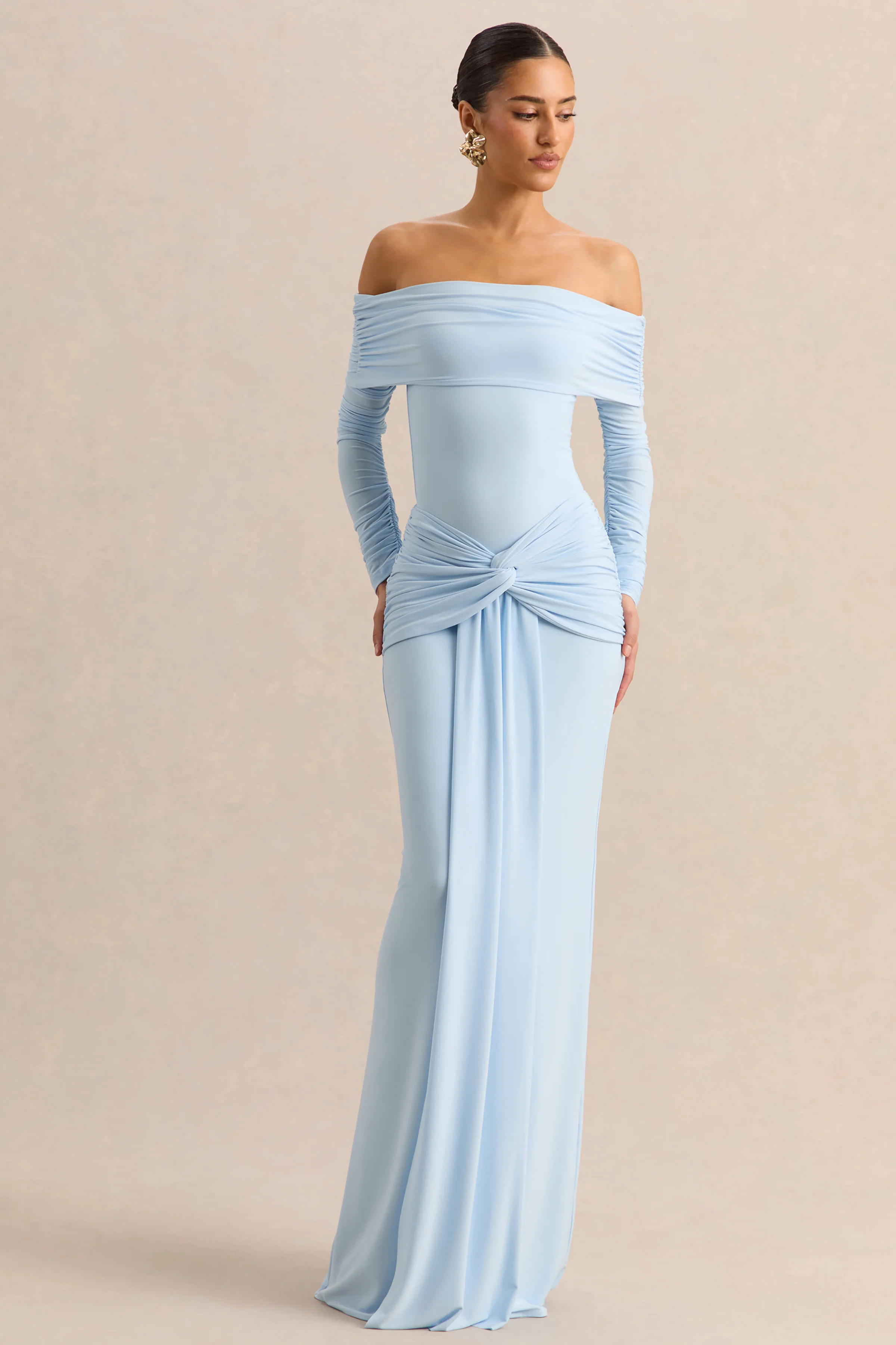 Flynne | Blauwe Overslag Maxi Rok Met Ceintuur - Image 2