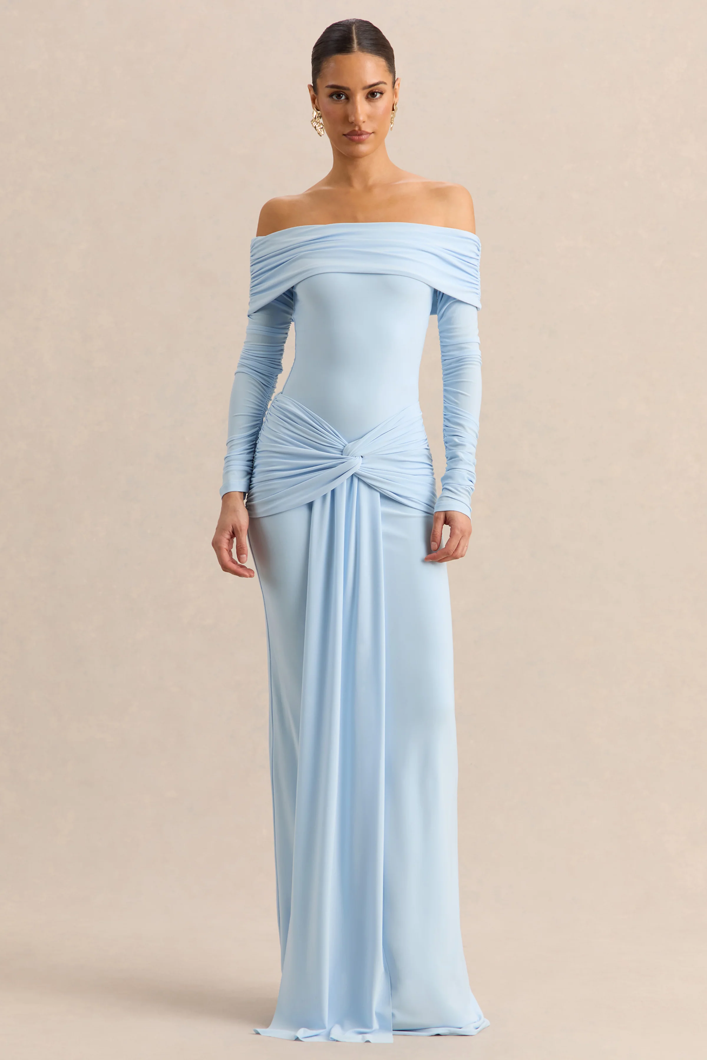 Flynne | Blauwe Overslag Maxi Rok Met Ceintuur - Image 5