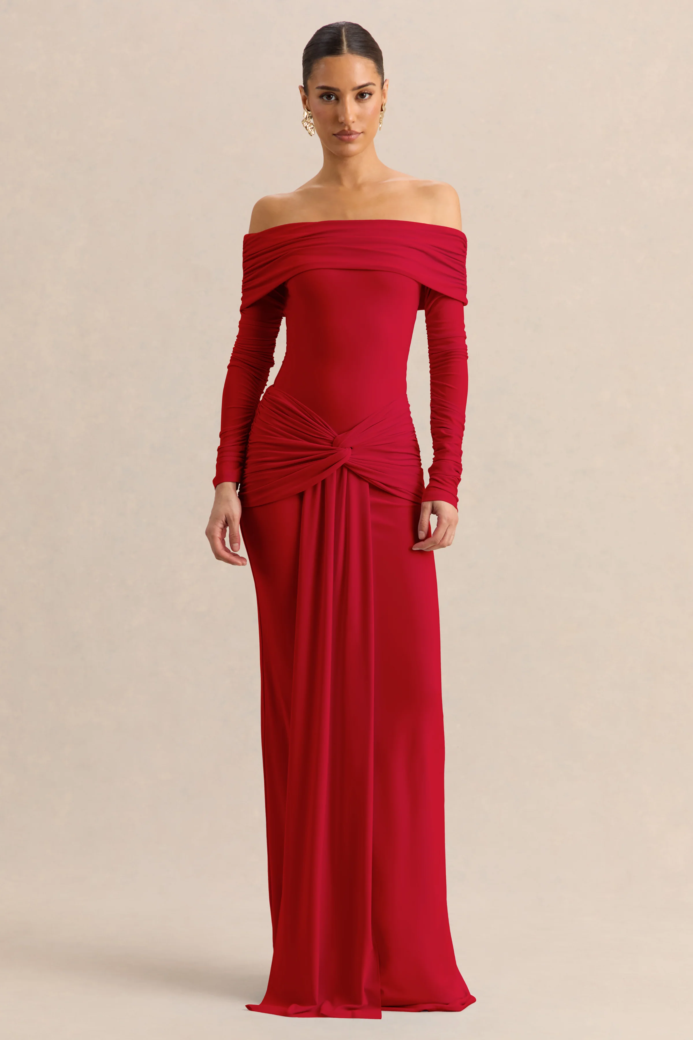 Flynne | Rode Overslag Maxi Rok Met Ceintuur - Image 2