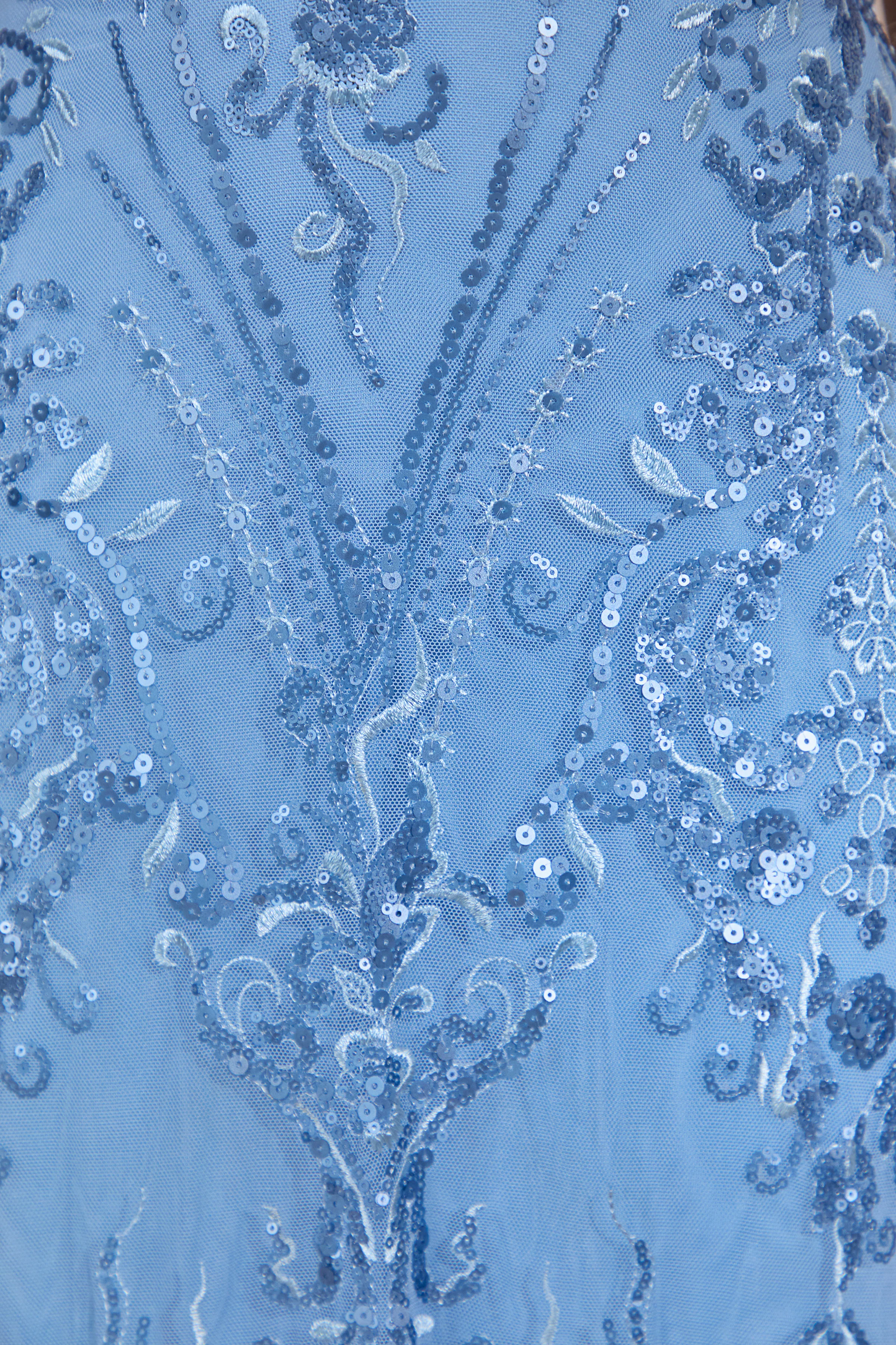 Galathea | Blauwe Kanten Midi‑jurk met Bandeau‑Hals - Image 6