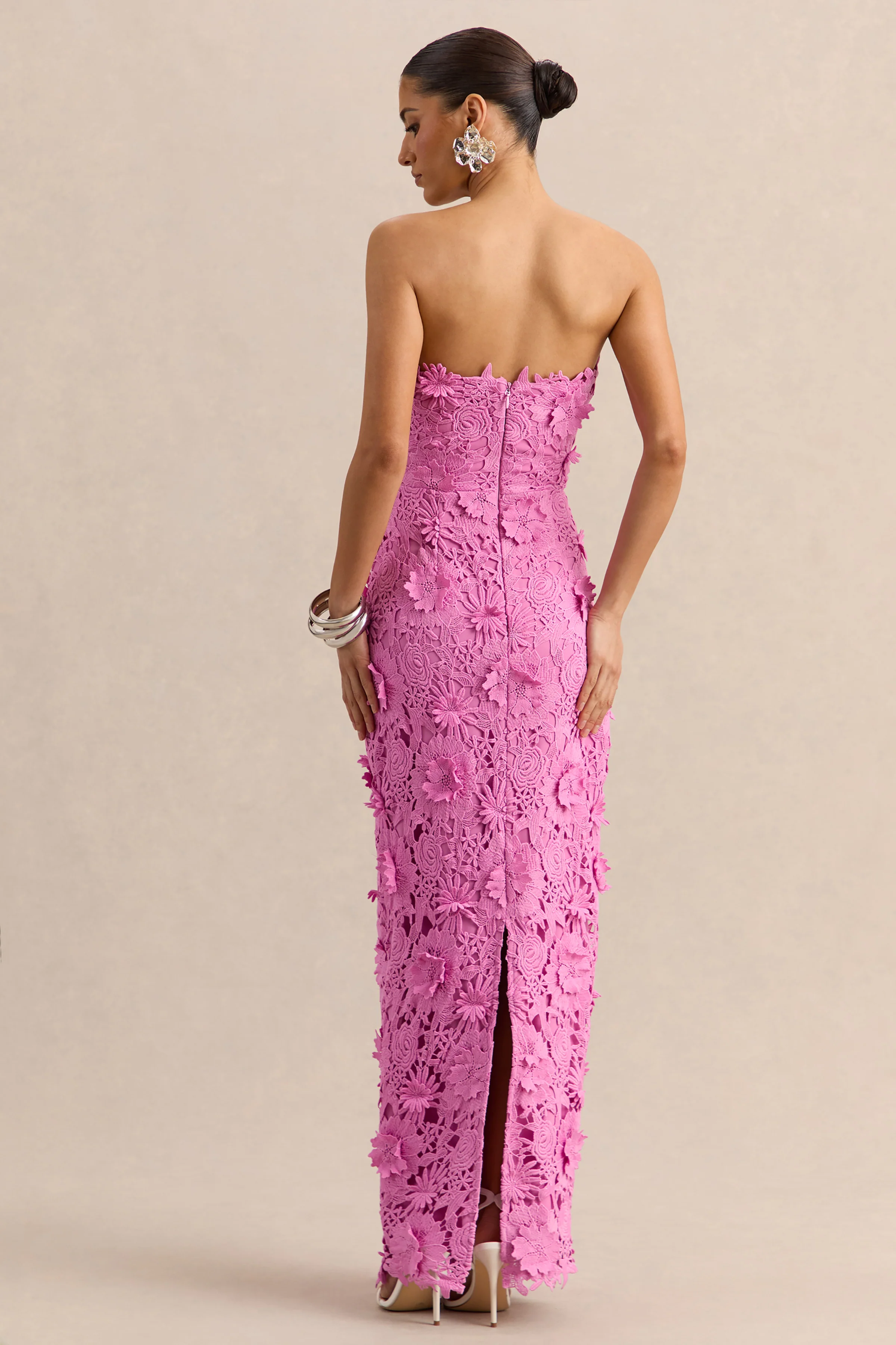 Gracie | Roze Kanten Bandeau Maxi Jurk - Image 2